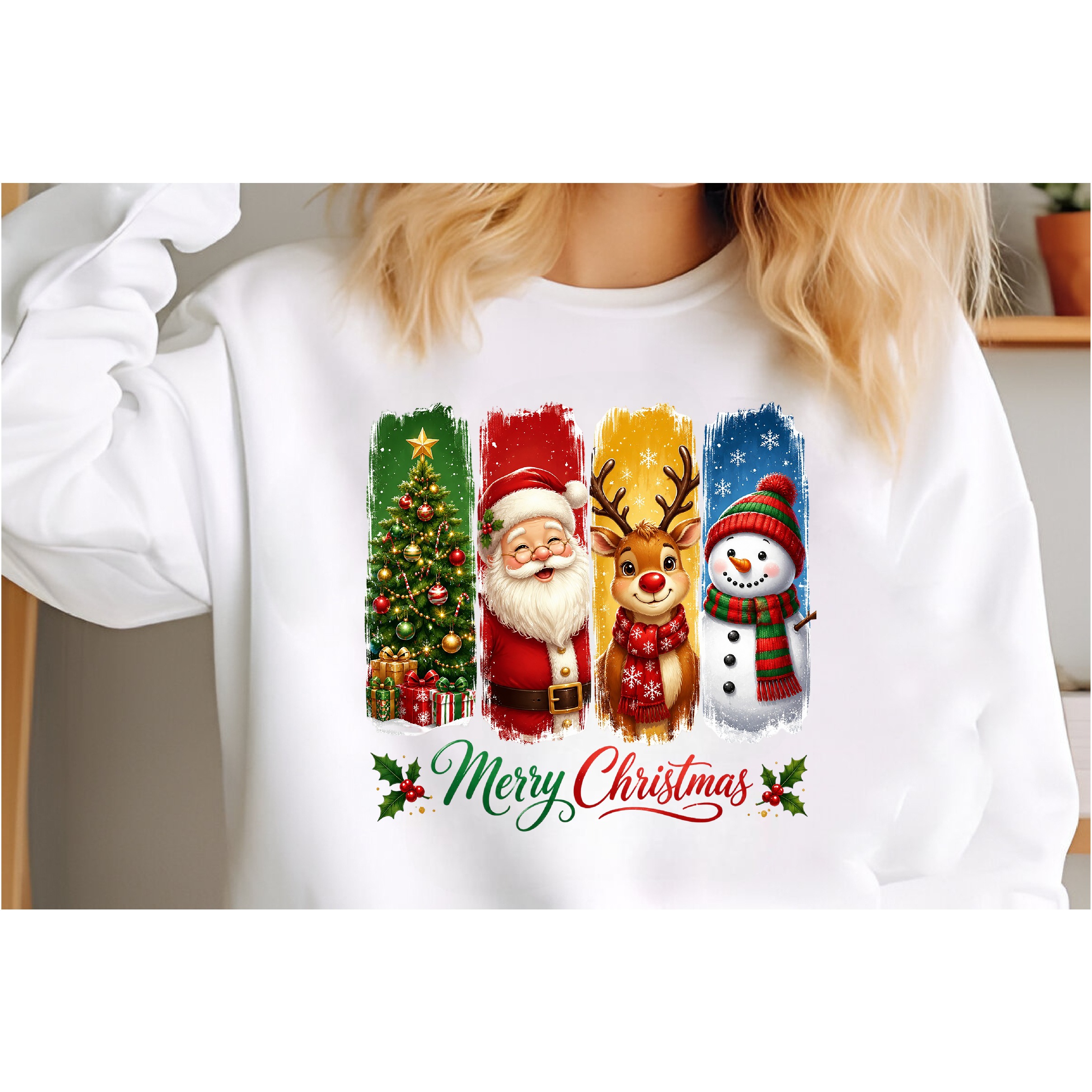Santa Reindeer Snowman Christmas Tree PNG 3