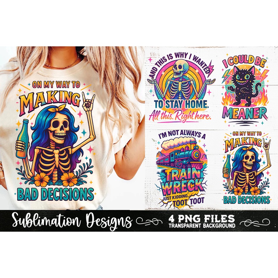 Sarcastic skeleton Retro funny PNG Sublimation 4