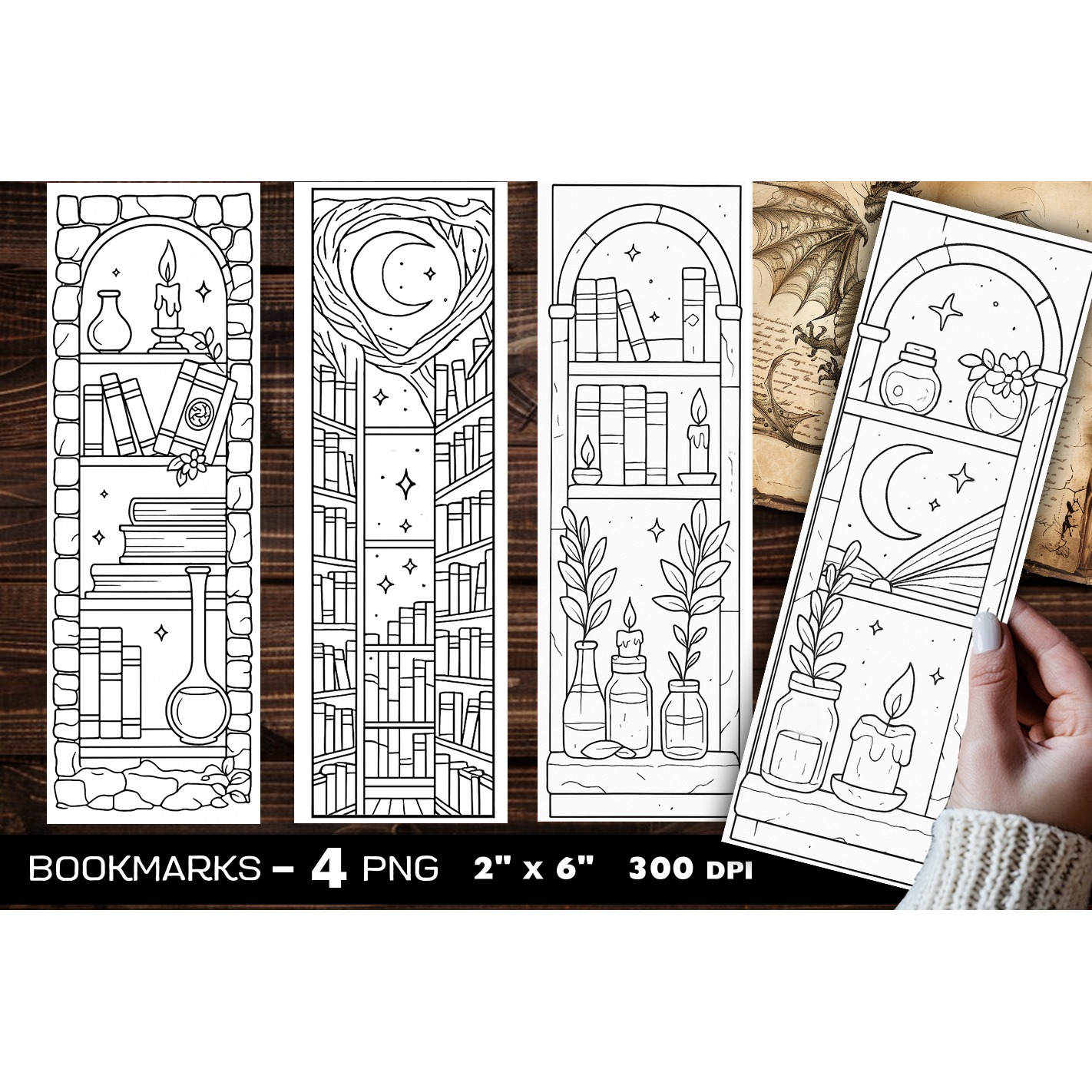 Secret Library coloring bookmark, Abandoned Library bookmark (10)