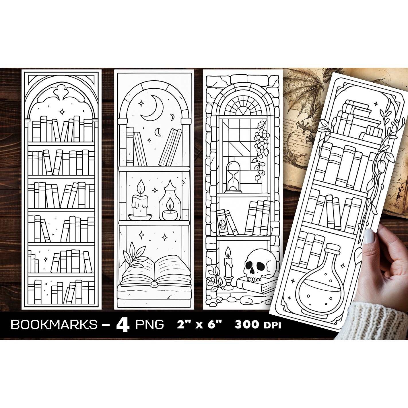 Secret Library coloring bookmark, Abandoned Library bookmark (11)