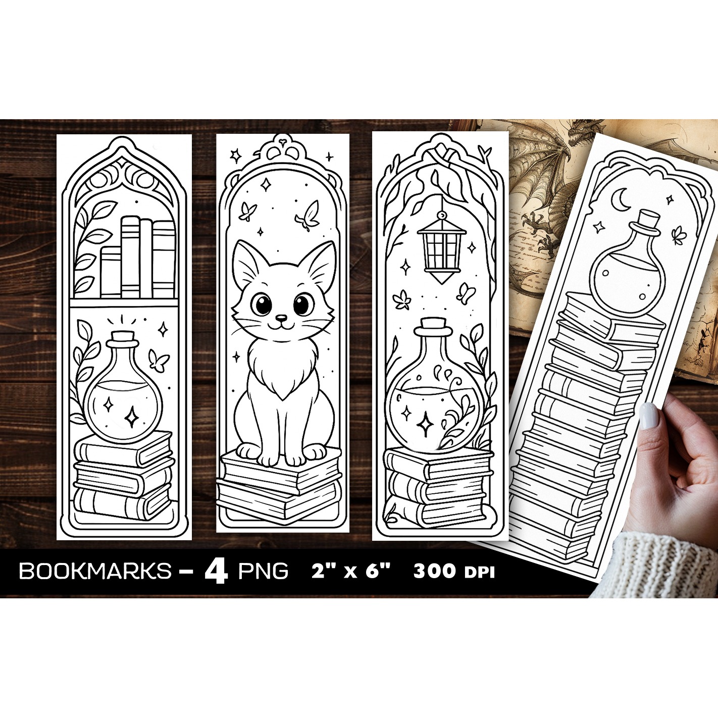 Secret Library coloring bookmark, Abandoned Library bookmark (12)