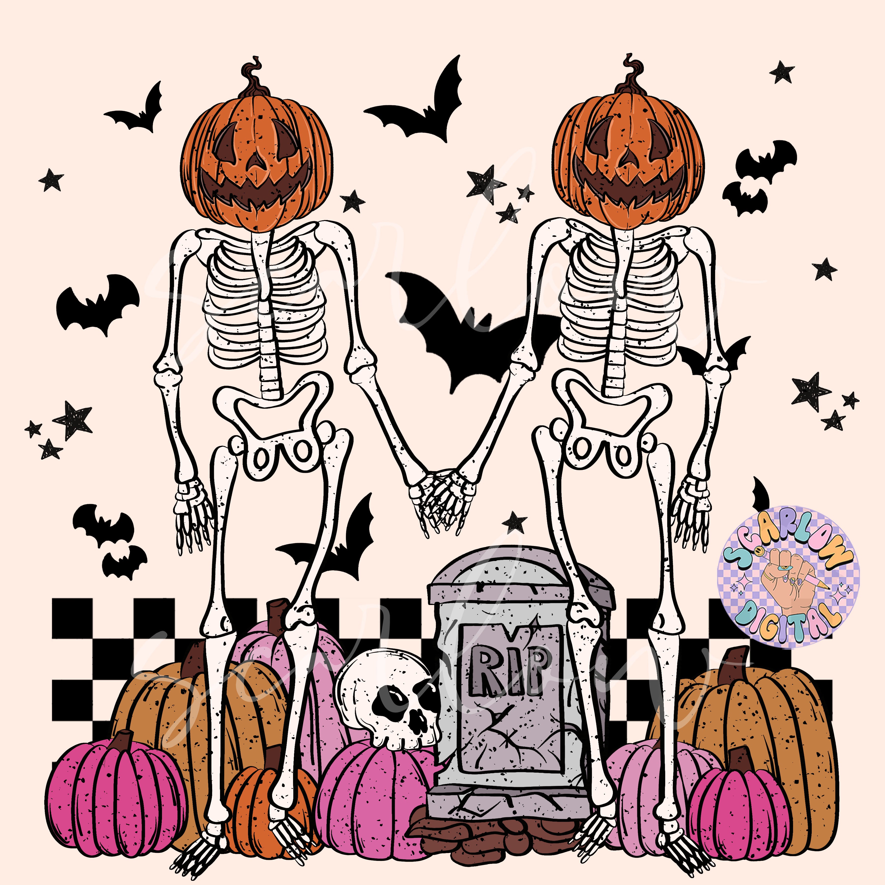 Skeleton Besties PNG Digital Design