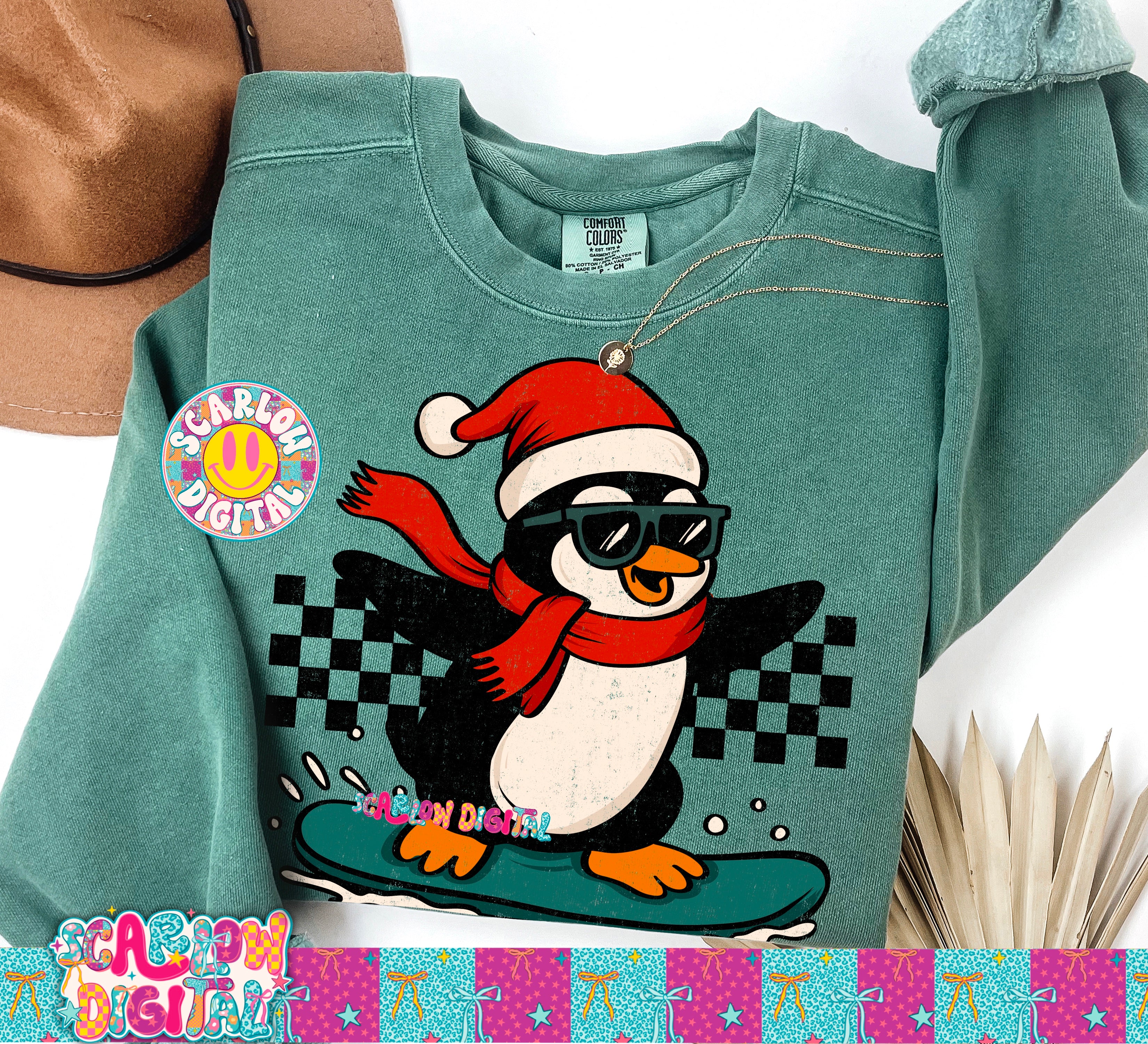 Snowboarding Penguin PNG Digital Design 2