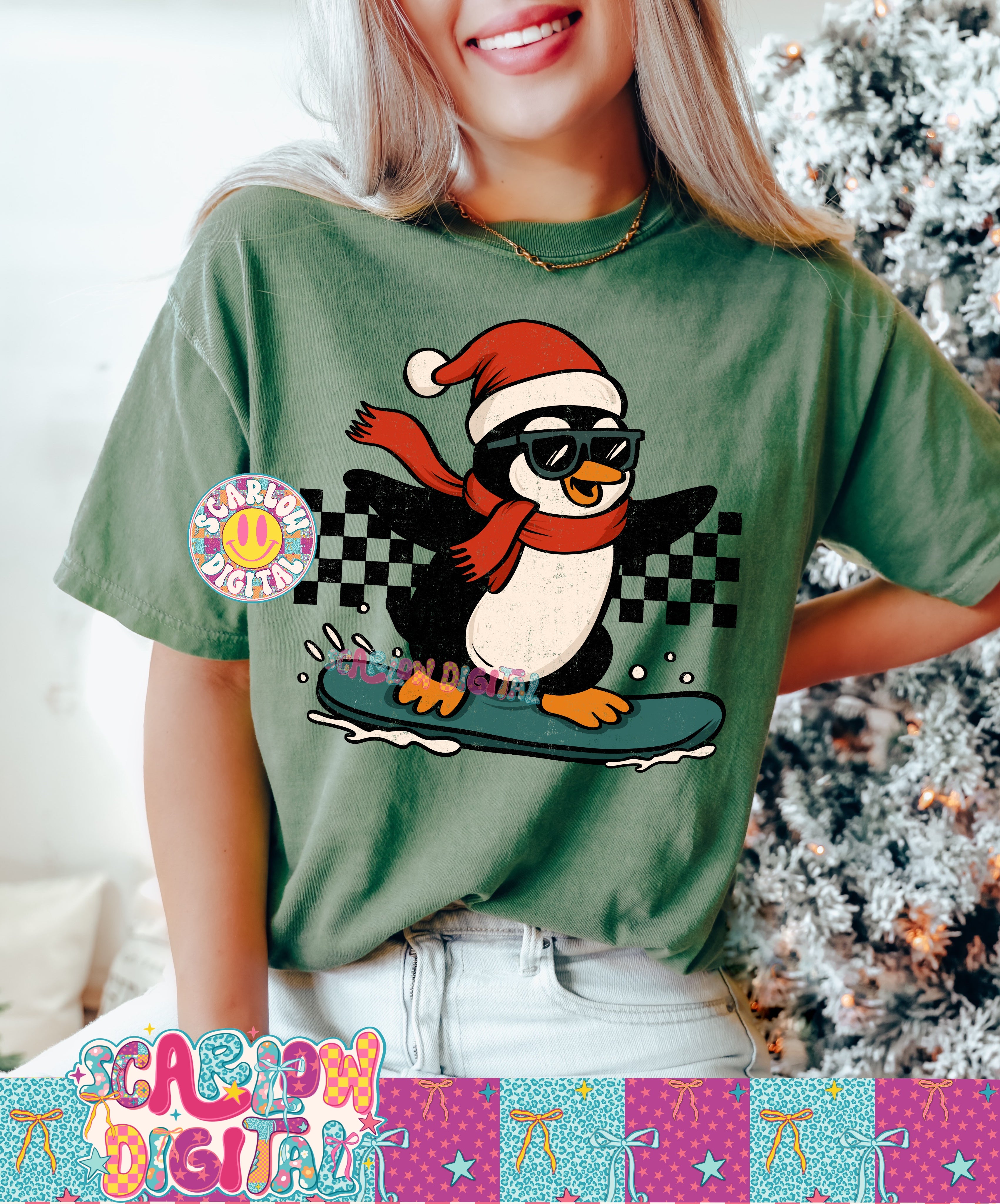 Snowboarding Penguin PNG Digital Design 3