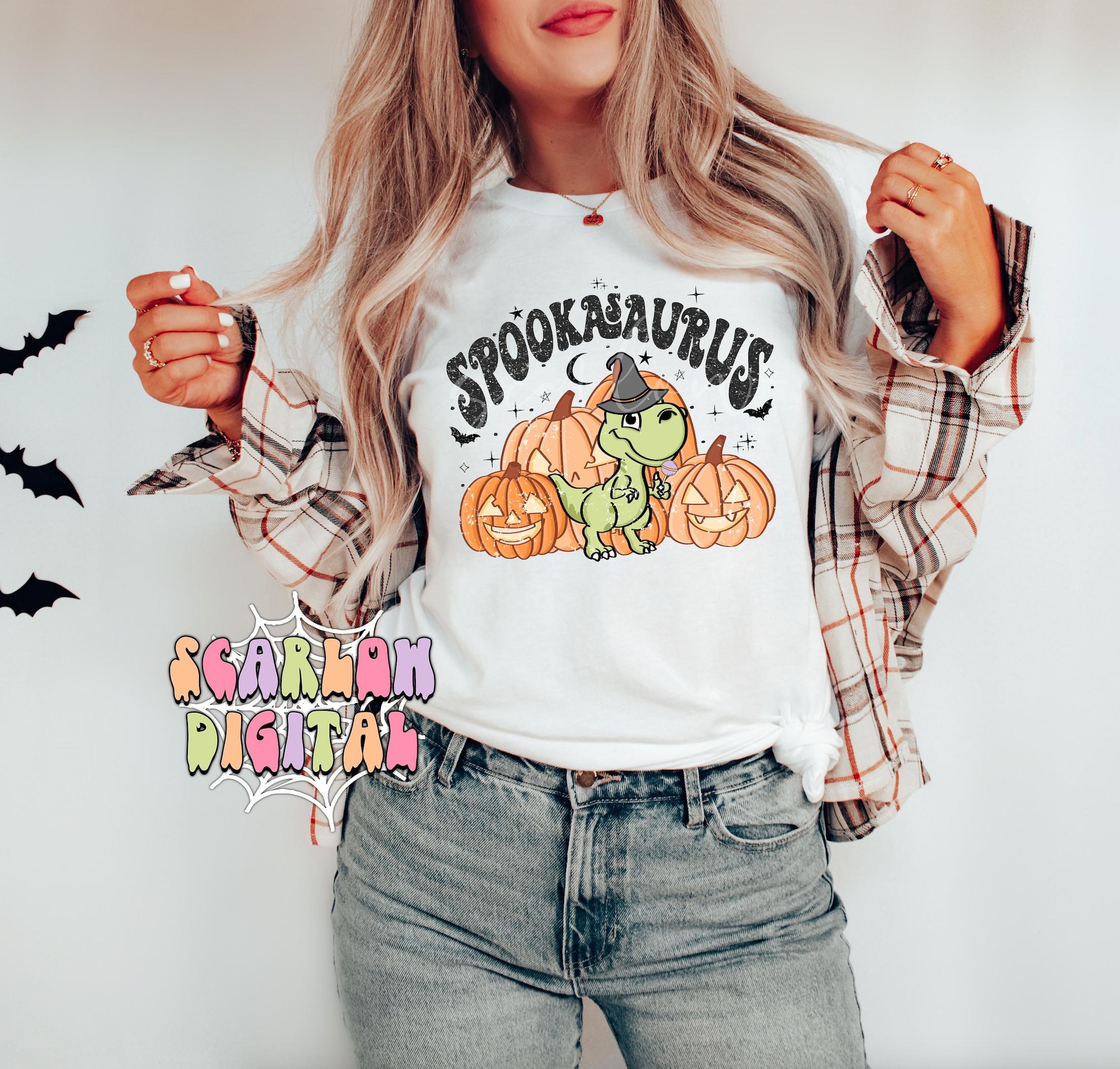 Spookasaurus PNG-Halloween Sublimation Digital Design Download-dinosuar png, jack o lanterns png, pumpkin png, spooky png, halloween boy png 3