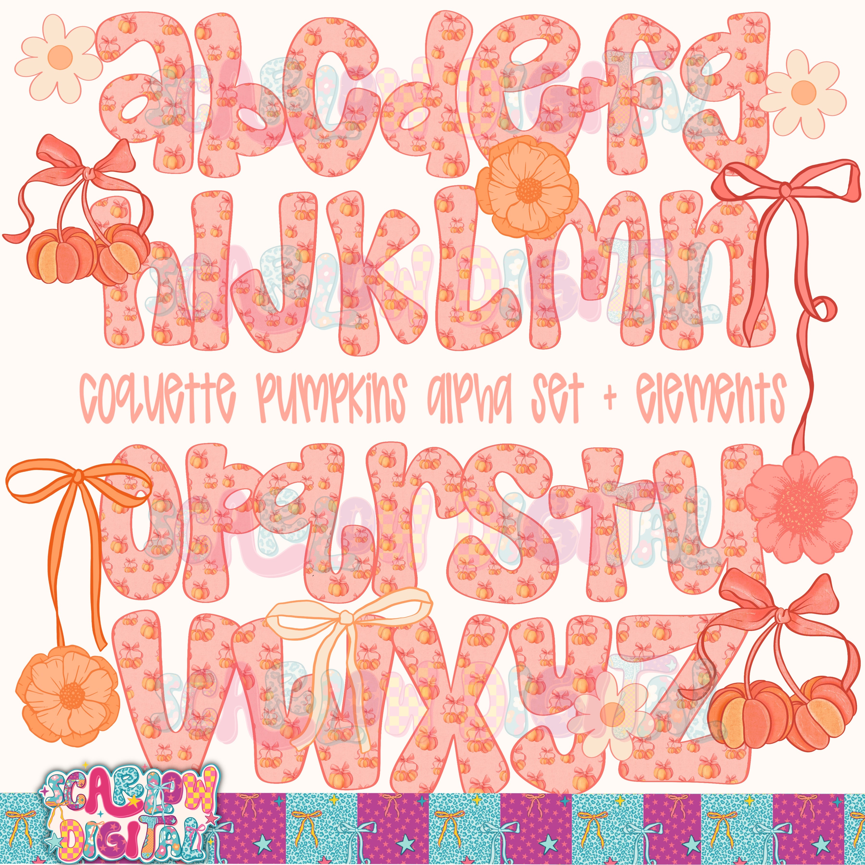 Coquette Pumpkin Alphabet Set Digital Design