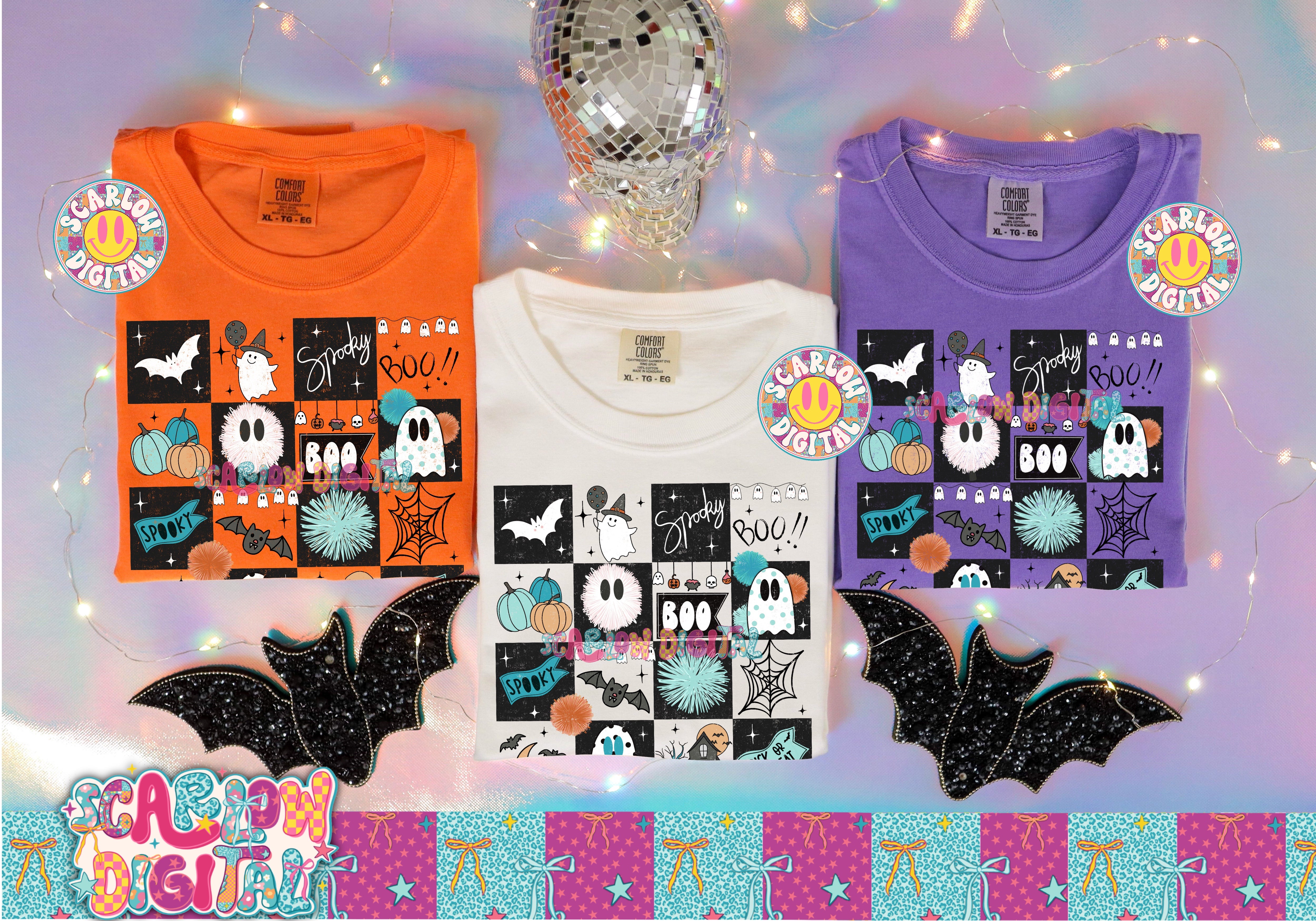 Spooky Checkers in Blue PNG Digital Design 3
