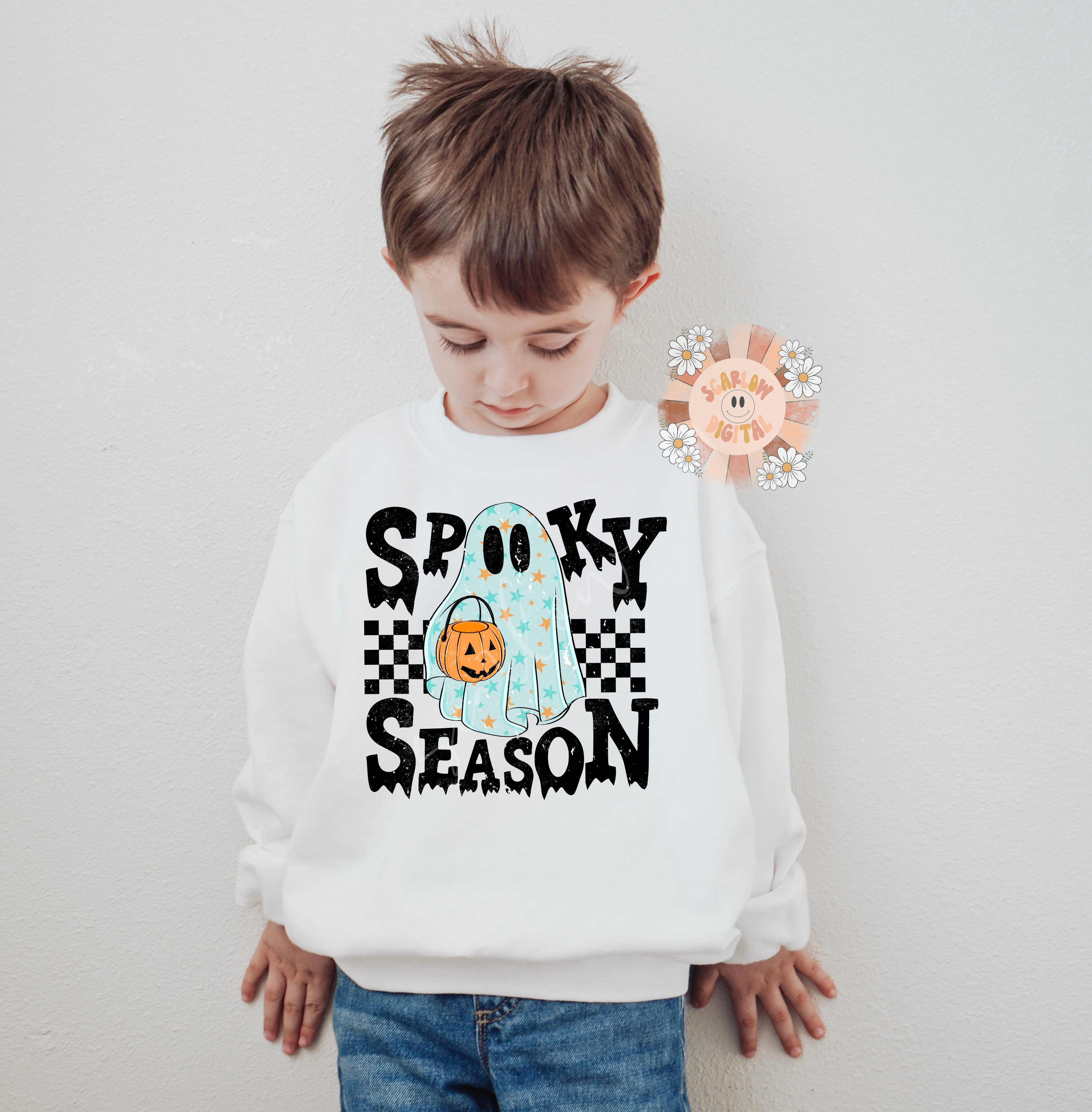 Spooky Season PNG-Halloween Sublimation Digital Design Download-cute ghost png, little boy png, spooky boy png, trendy png, pumpkin png 2