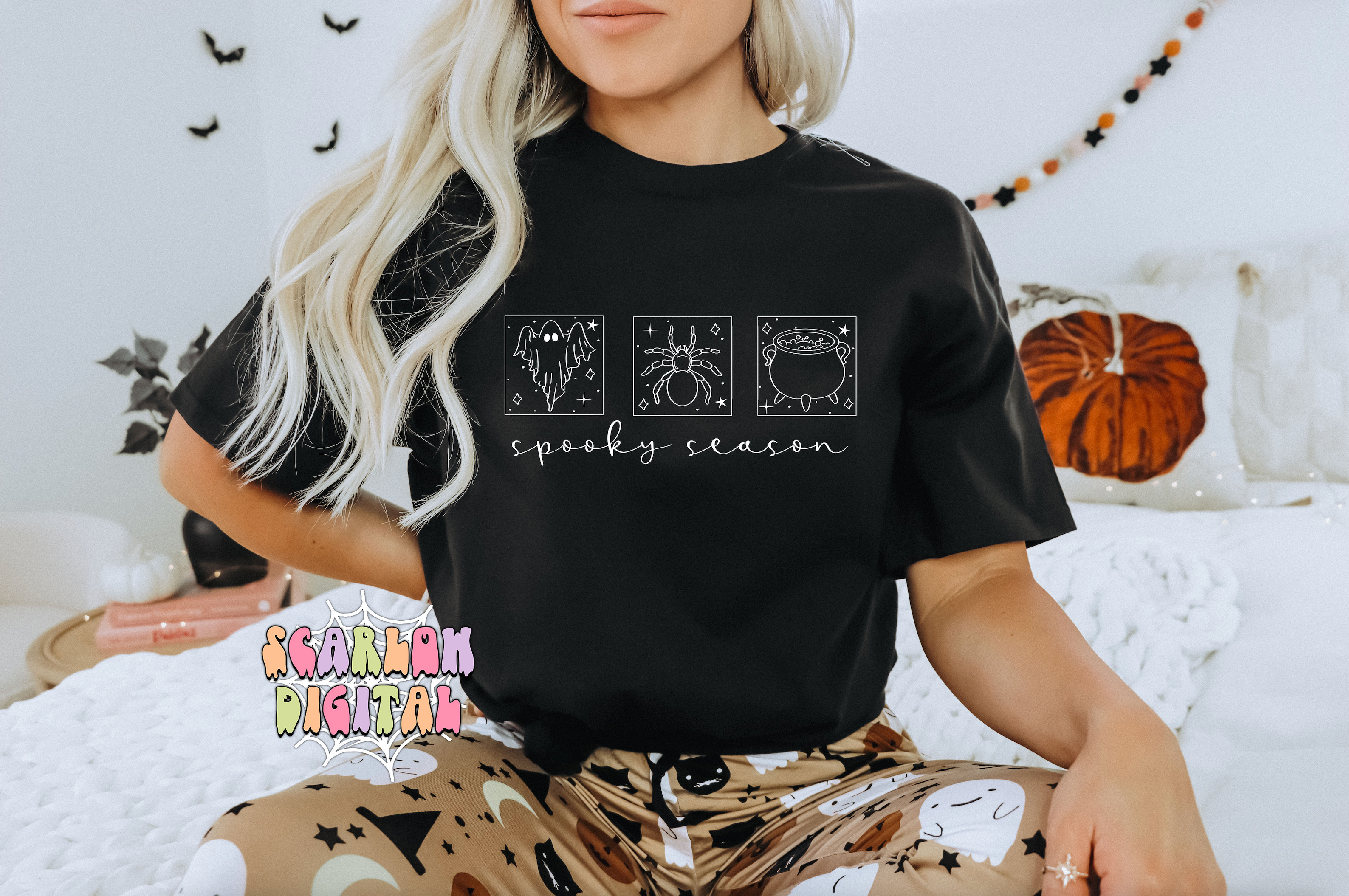Spooky Season PNG-Halloween Sublimation Digital Design Download-minimalistic png, simple halloween png, spider png, witch cauldron png file 3