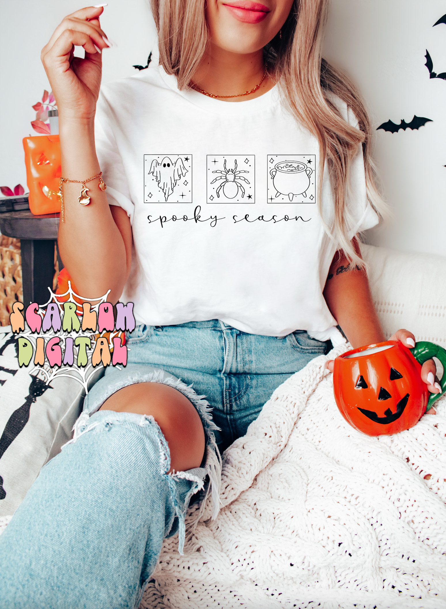Spooky Season PNG-Halloween Sublimation Digital Design Download-minimalistic png, simple halloween png, spider png, witch cauldron png file 4
