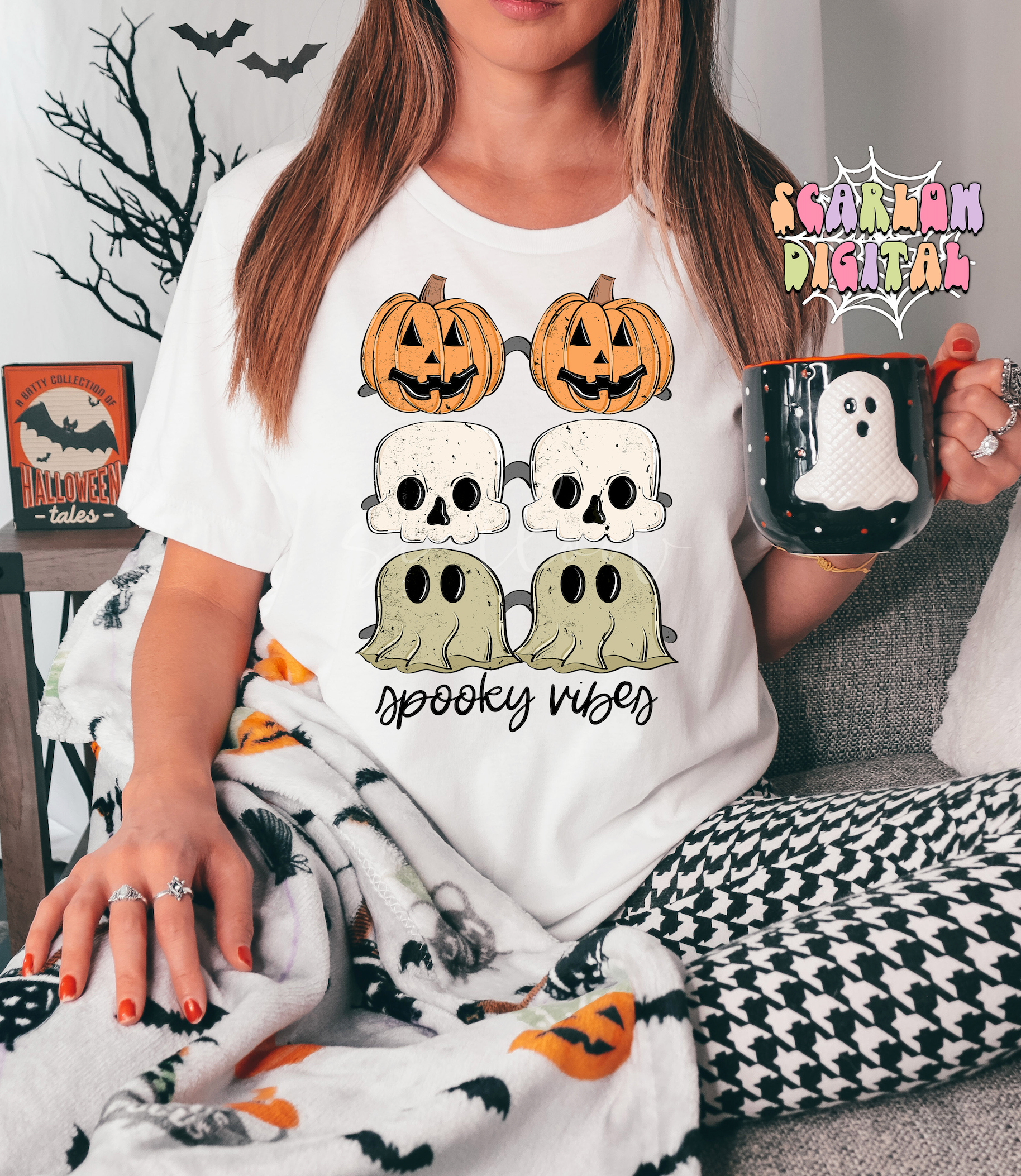 Spooky Vibes PNG-Halloween Sublimation Digital Design Download-halloween sunglasses png, sunnies png, pumpkin png, skull png, ghost png 4