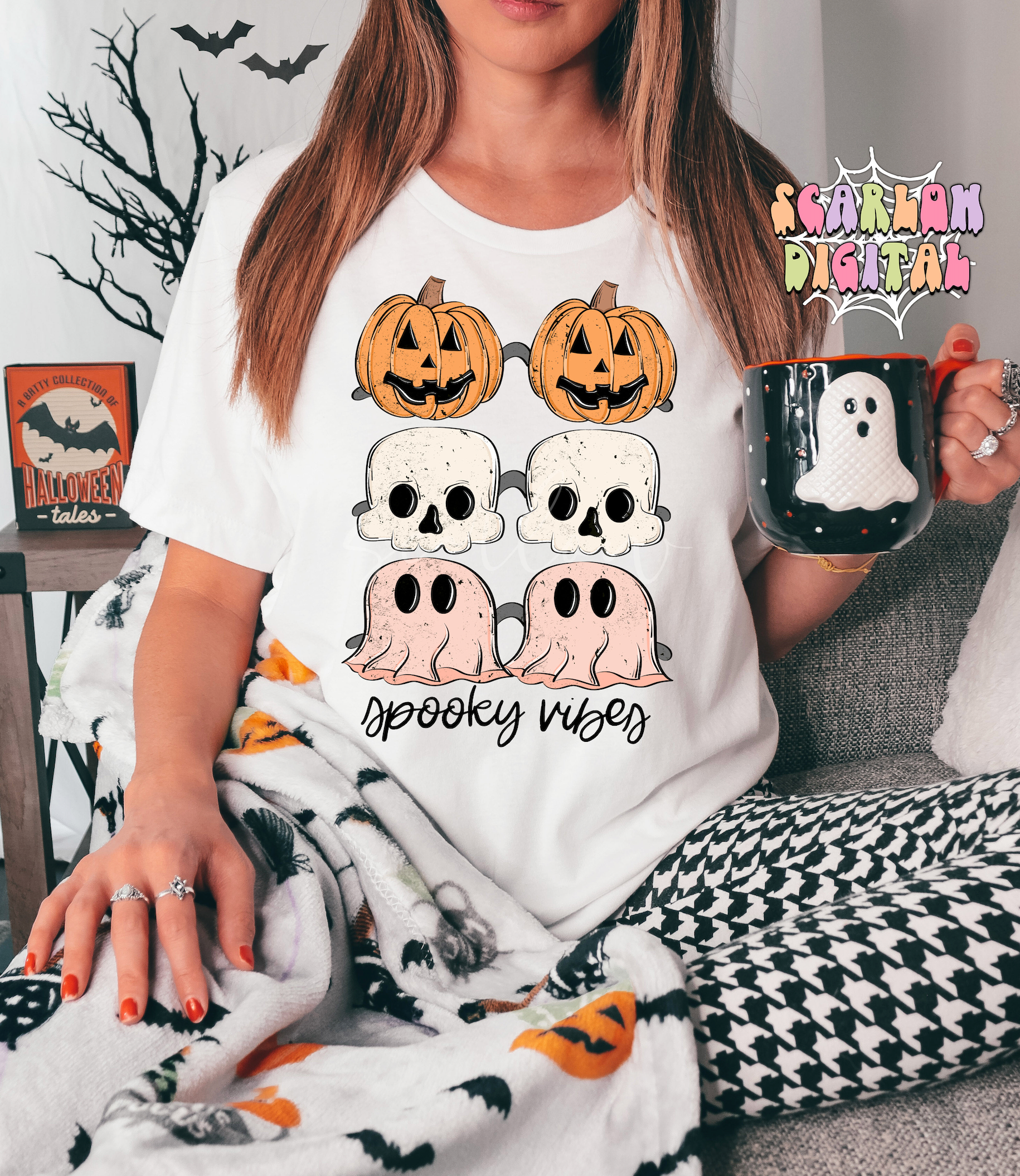 Spooky Vibes PNG-Halloween Sublimation Digital Design Download-halloween sunglasses png, sunnies png, pumpkin png, skull png, ghost png 4