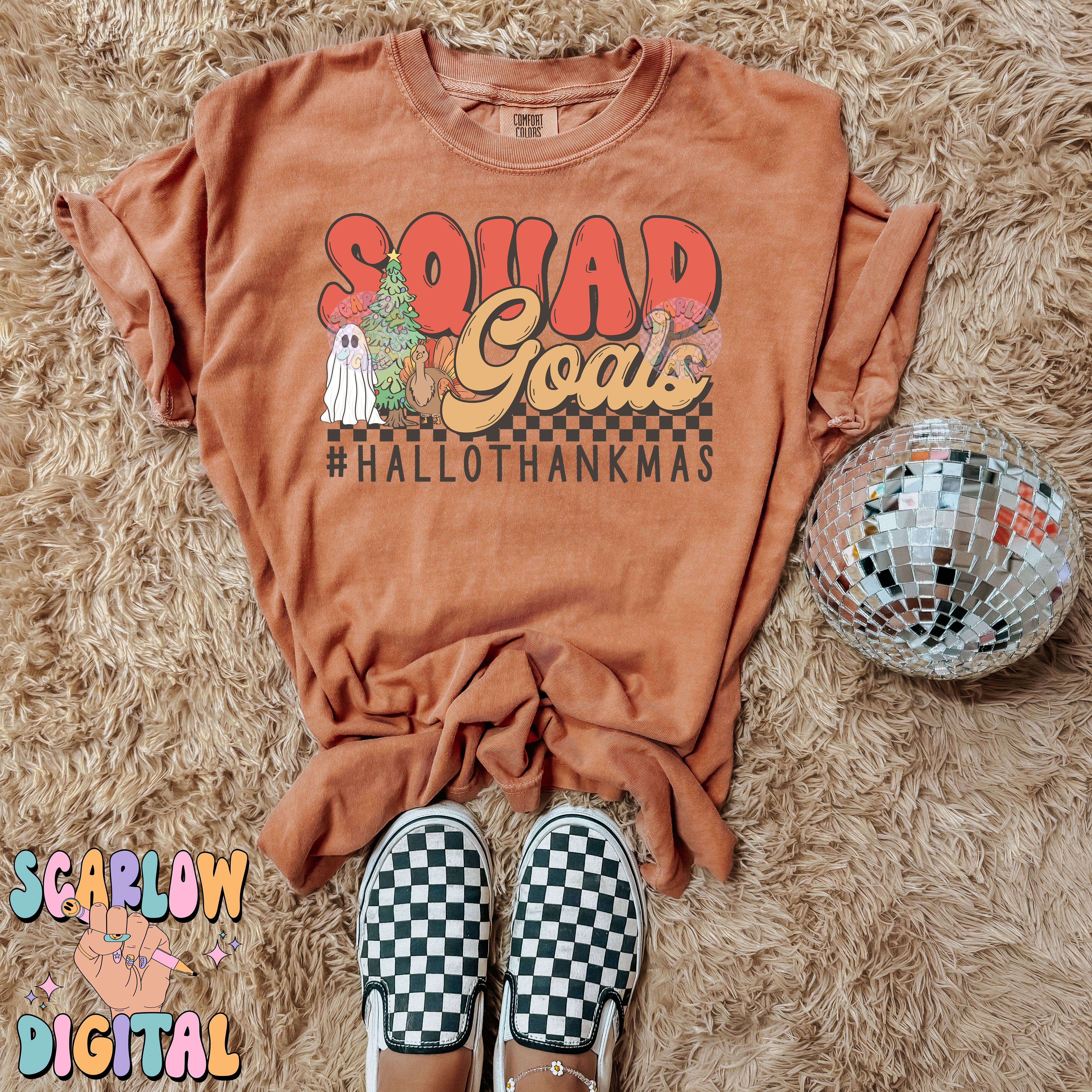 Squad Goals HalloThankMas PNG Digital Design Download, halloween png, christmas png, thanksgiving png, ghost png, turkey png, xmas tree png 4