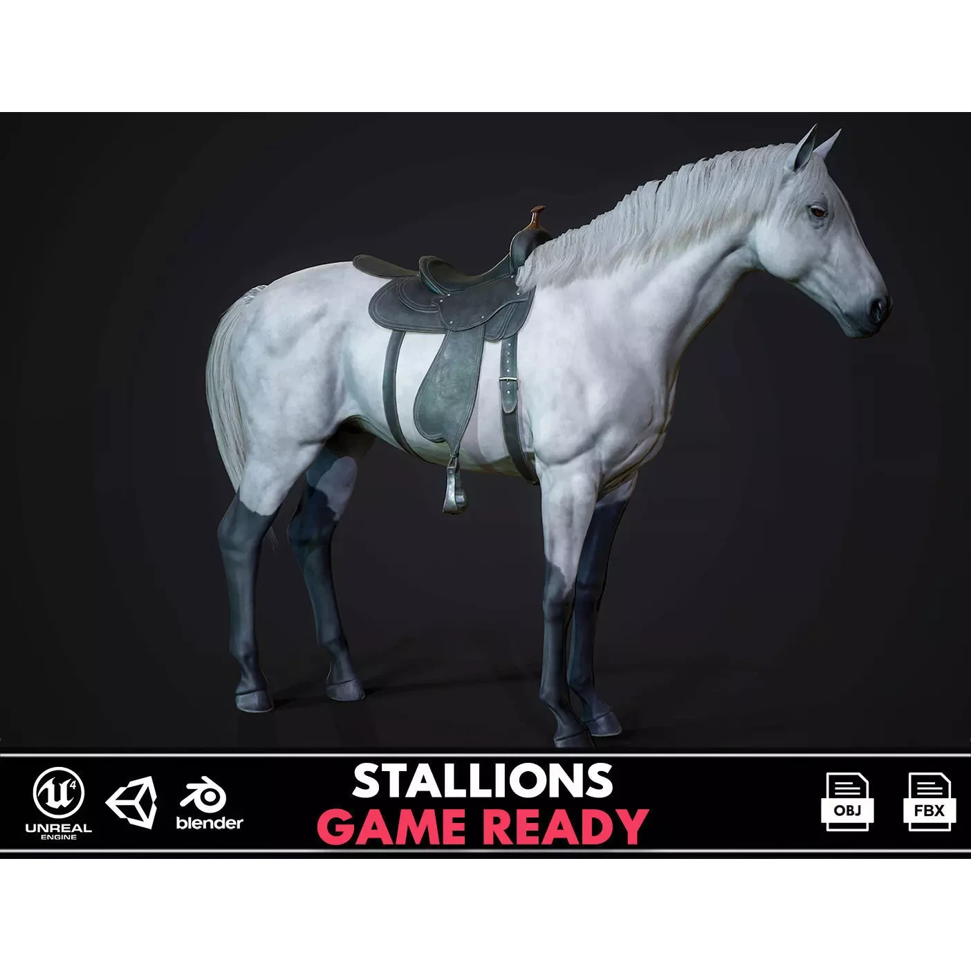 Stallions - Game Ready horse Low-poly 3D model