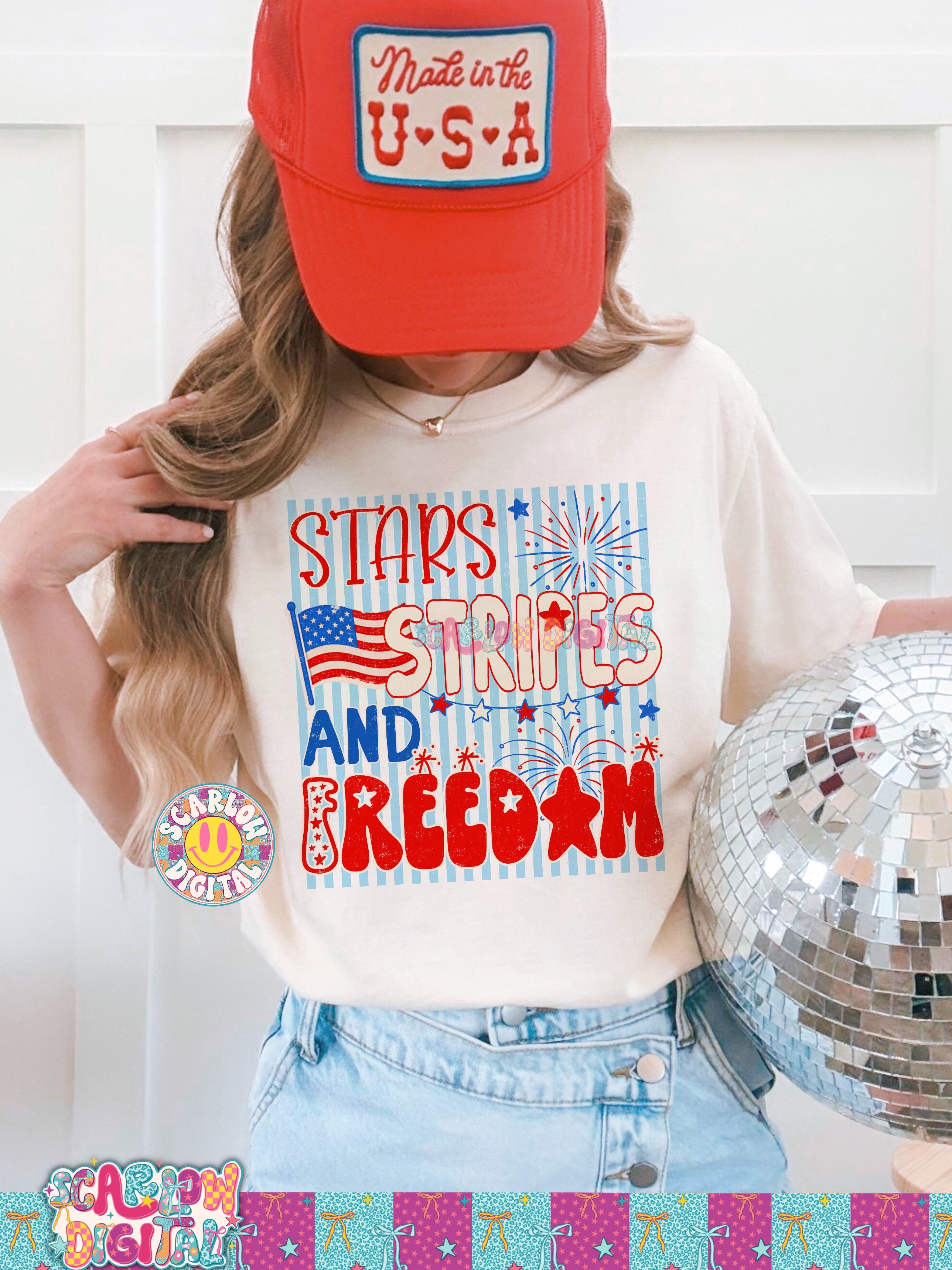 Stars Stripes and Freedom PNG Digital Design 2