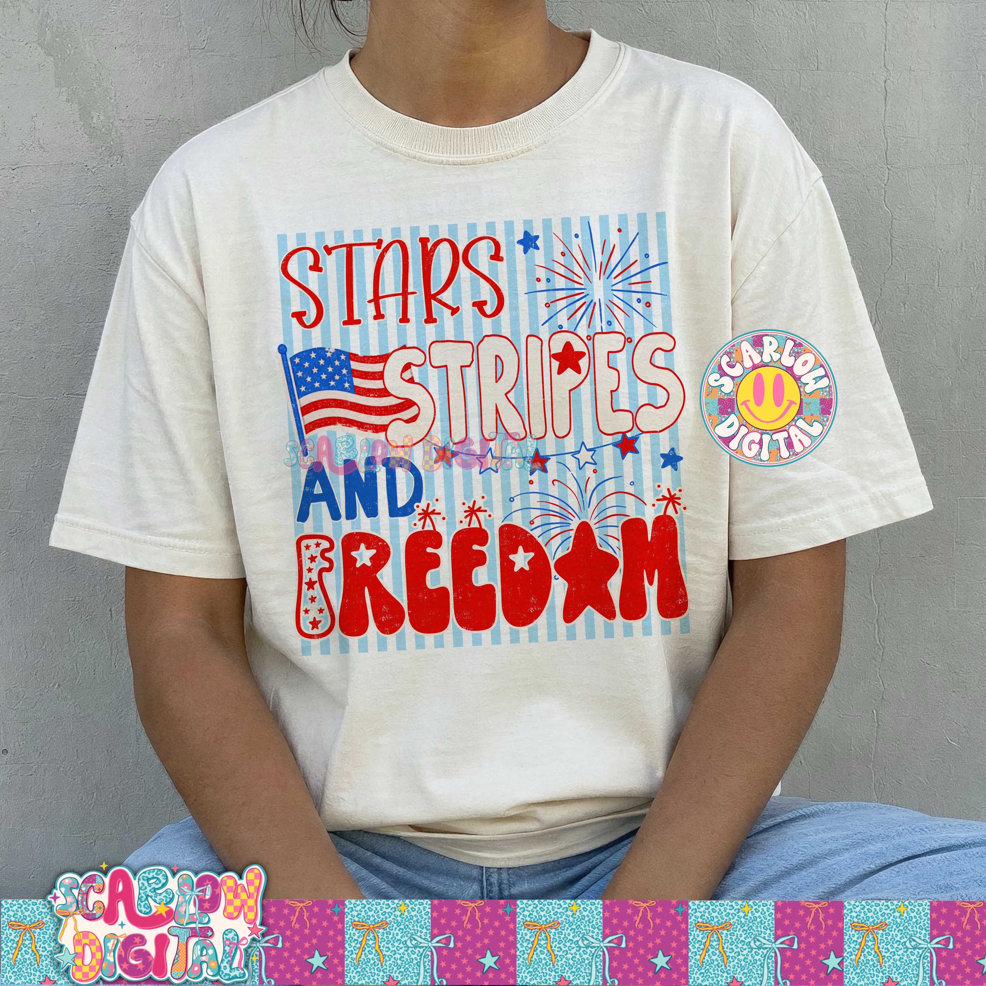 Stars Stripes and Freedom PNG Digital Design 3