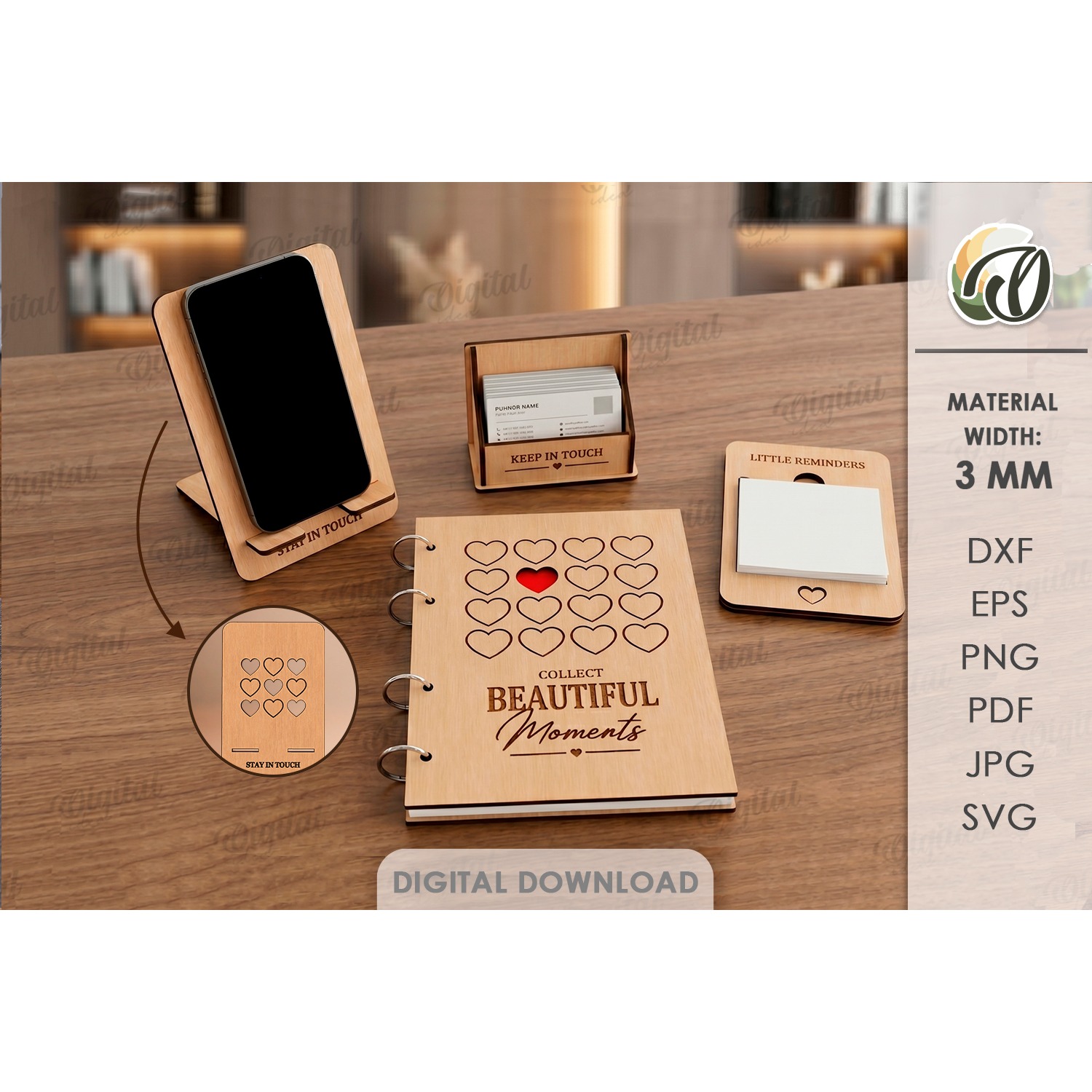 Stationary Supplies Laser Cut. Desk Organizer SVG