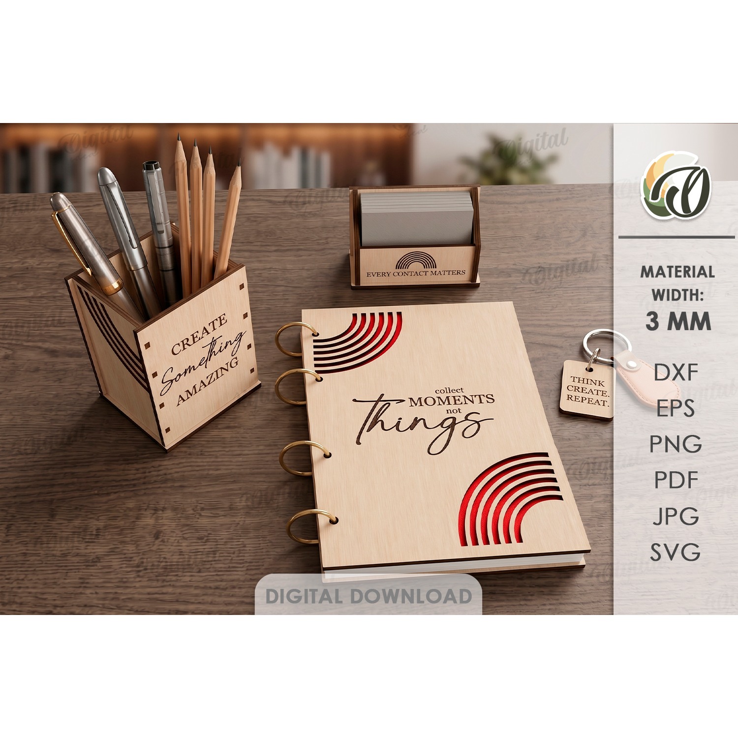 Stationary Supplies Laser Cut. Desk Organizer SVG (4)