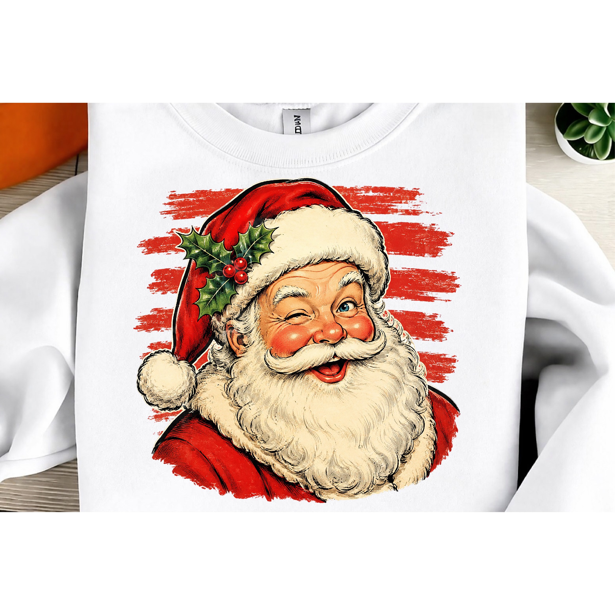 Striped Santa PNG Retro Santa Claus Png