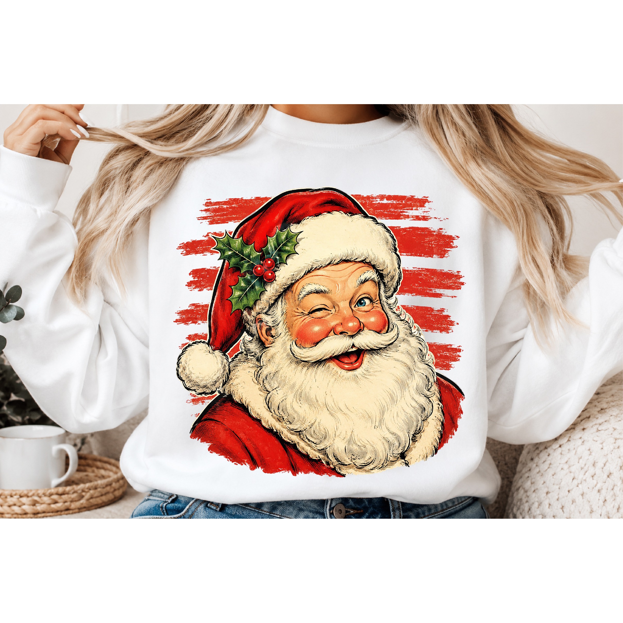 Striped Santa PNG Retro Santa Claus Png 2
