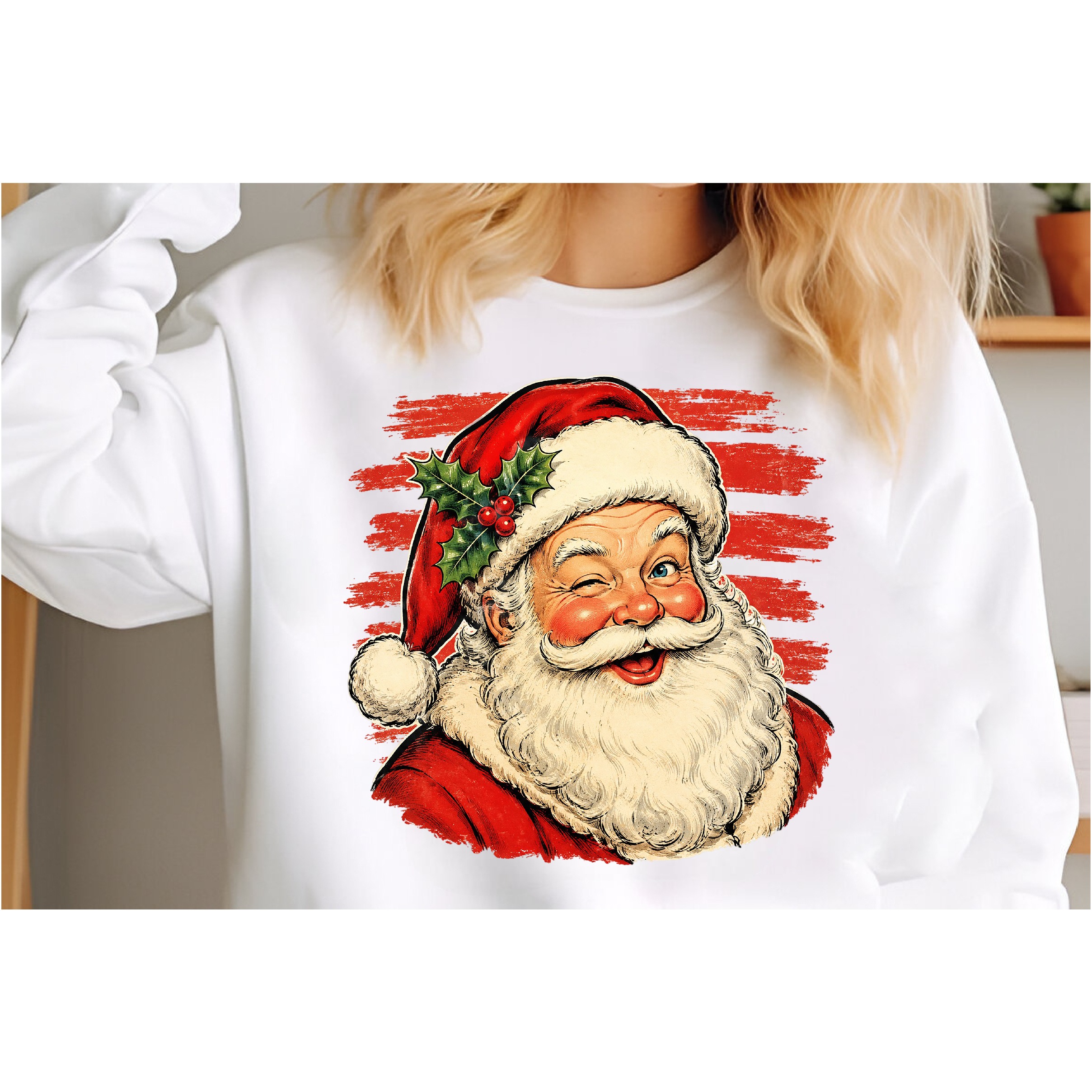 Striped Santa PNG Retro Santa Claus Png 3