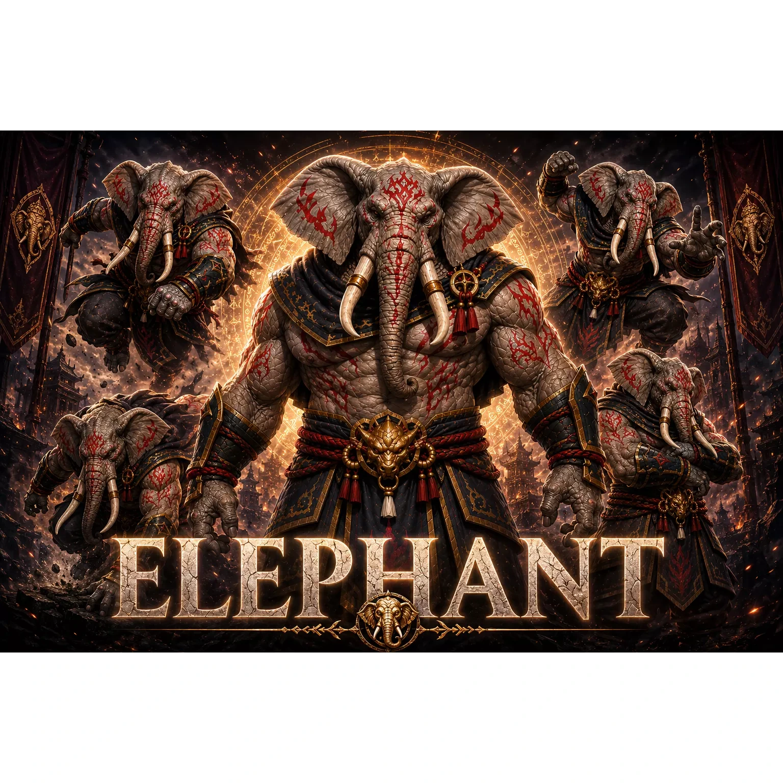 Stylized Elephant Warrior Low Poly Rigged Character Low-poly 3D model
