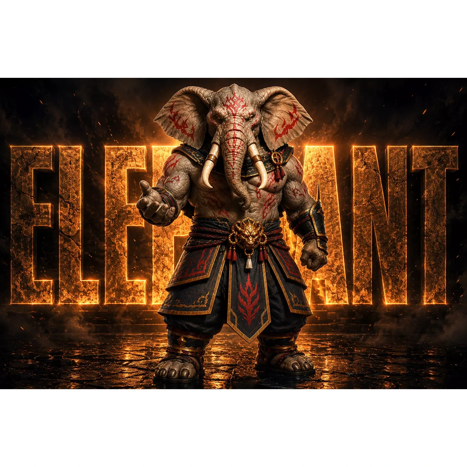 Stylized Elephant Warrior Low Poly Rigged Character Low-poly 3D model 2