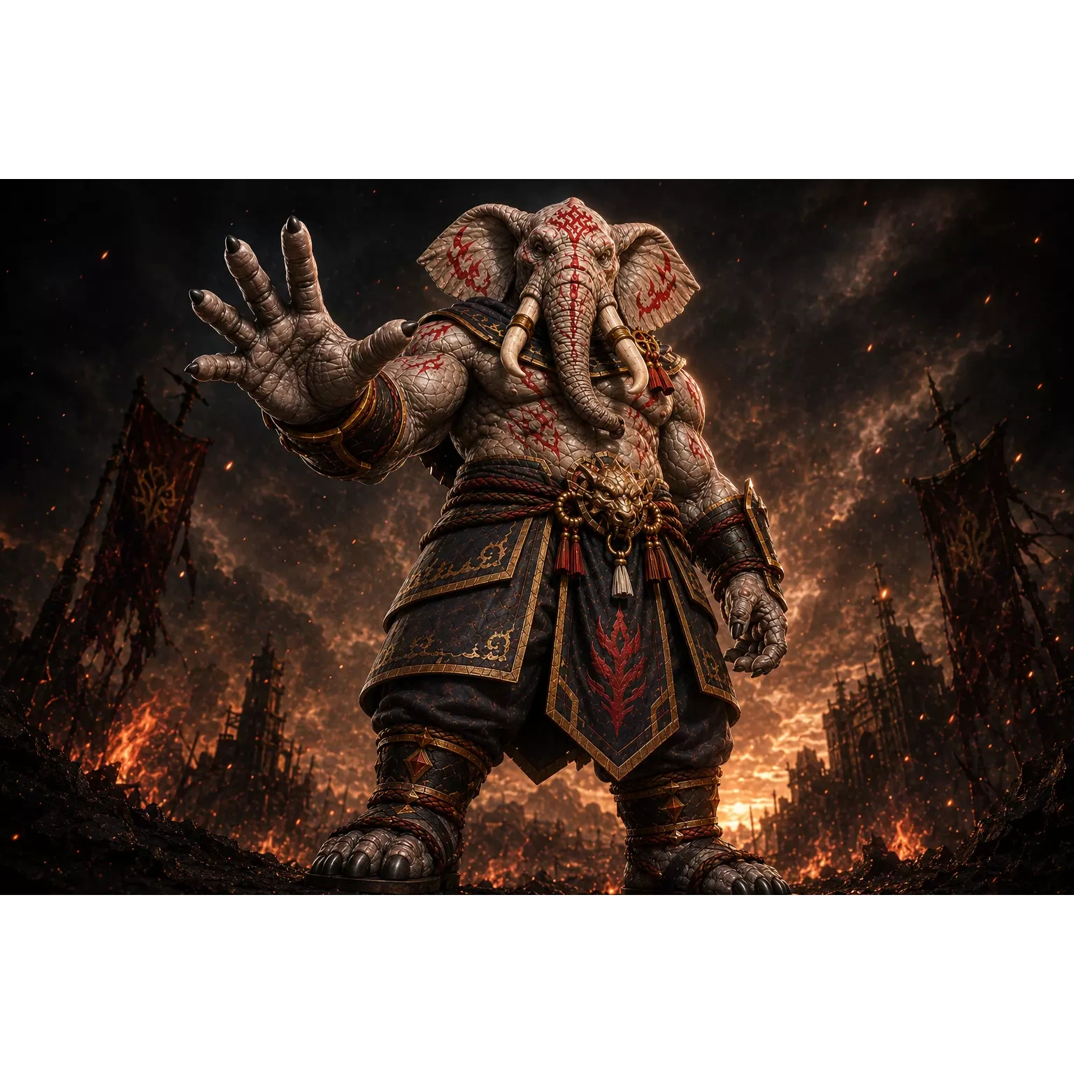 Stylized Elephant Warrior Low Poly Rigged Character Low-poly 3D model 4