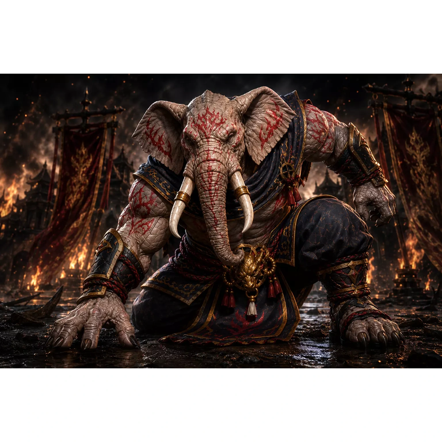Stylized Elephant Warrior Low Poly Rigged Character Low-poly 3D model 5