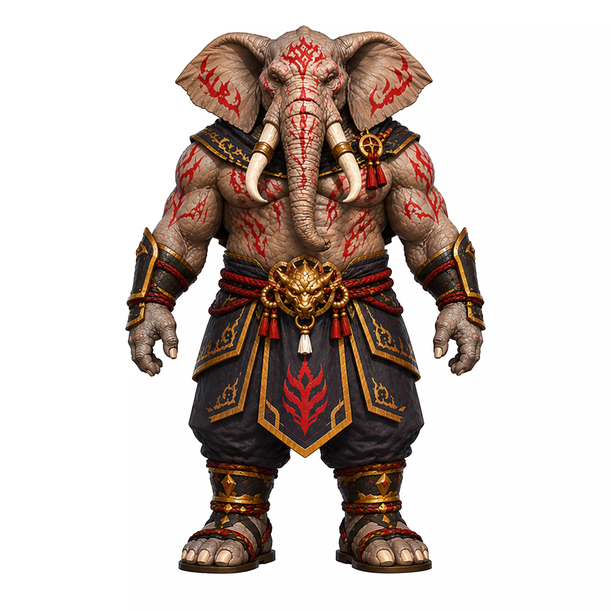 Stylized Elephant Warrior Low Poly Rigged Character Low-poly 3D model 7