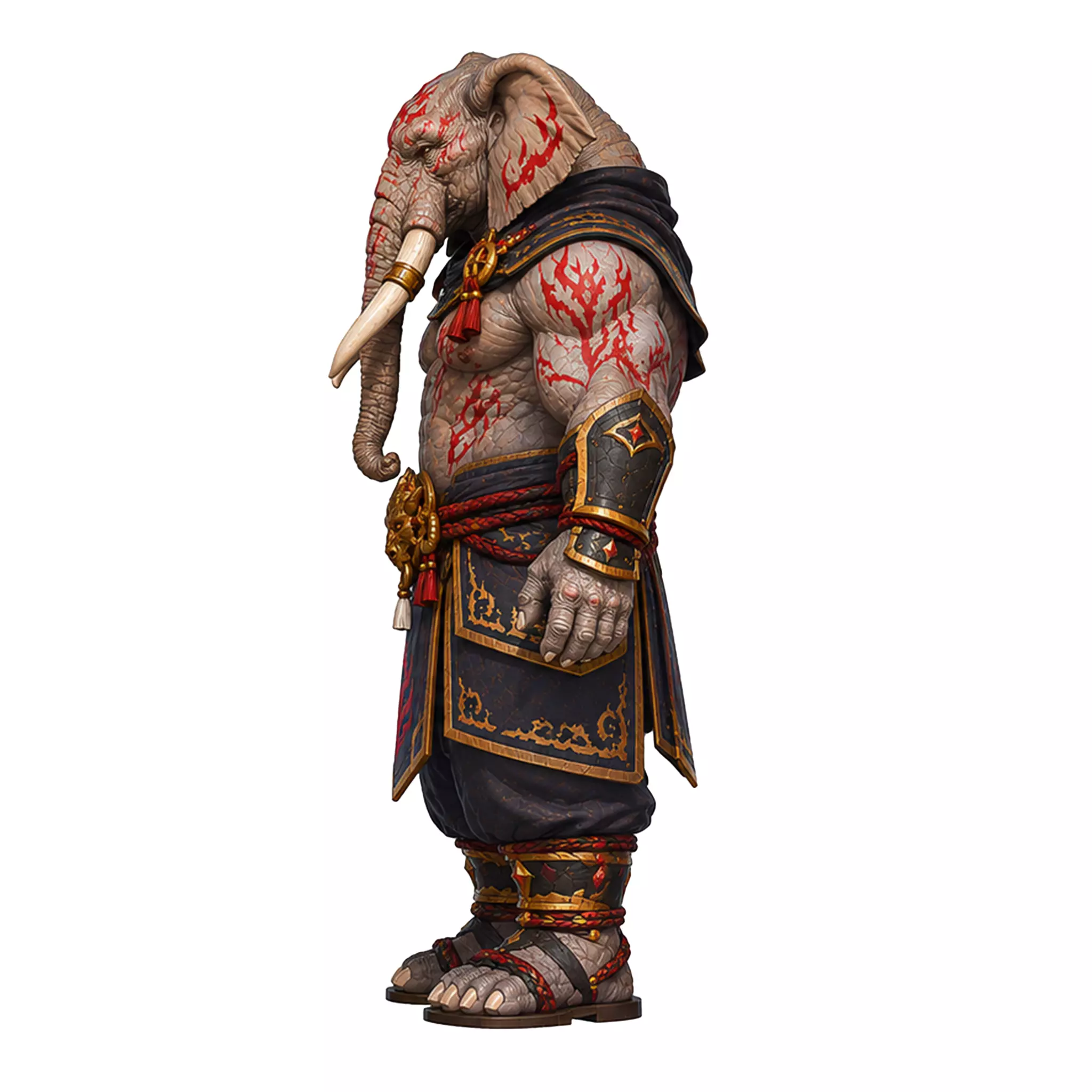 Stylized Elephant Warrior Low Poly Rigged Character Low-poly 3D model 8