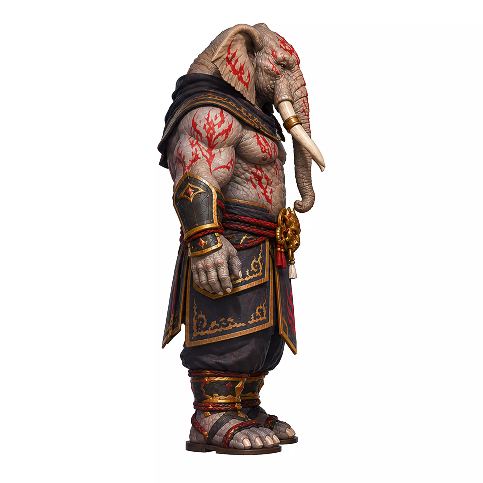 Stylized Elephant Warrior Low Poly Rigged Character Low-poly 3D model 9
