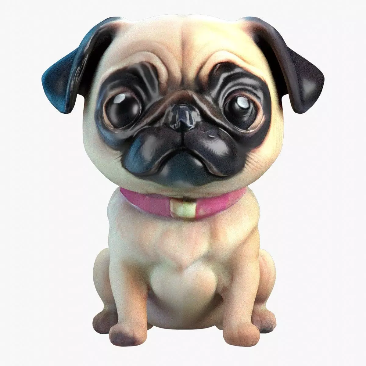 Stylized Pug Dog 3D Model Game Ready Free low-poly 3D model