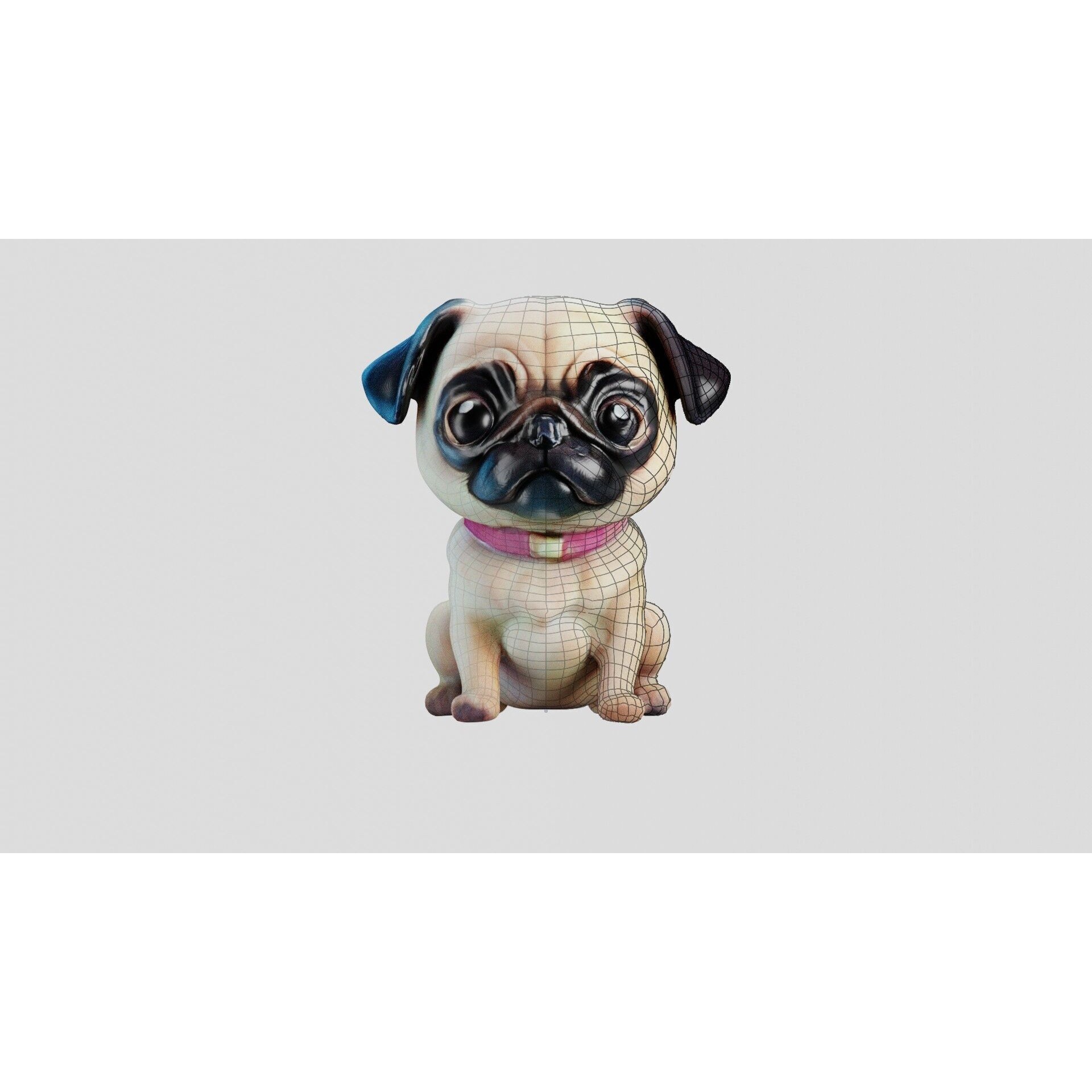 Stylized Pug Dog 3D Model Game Ready Free low-poly 3D model 2