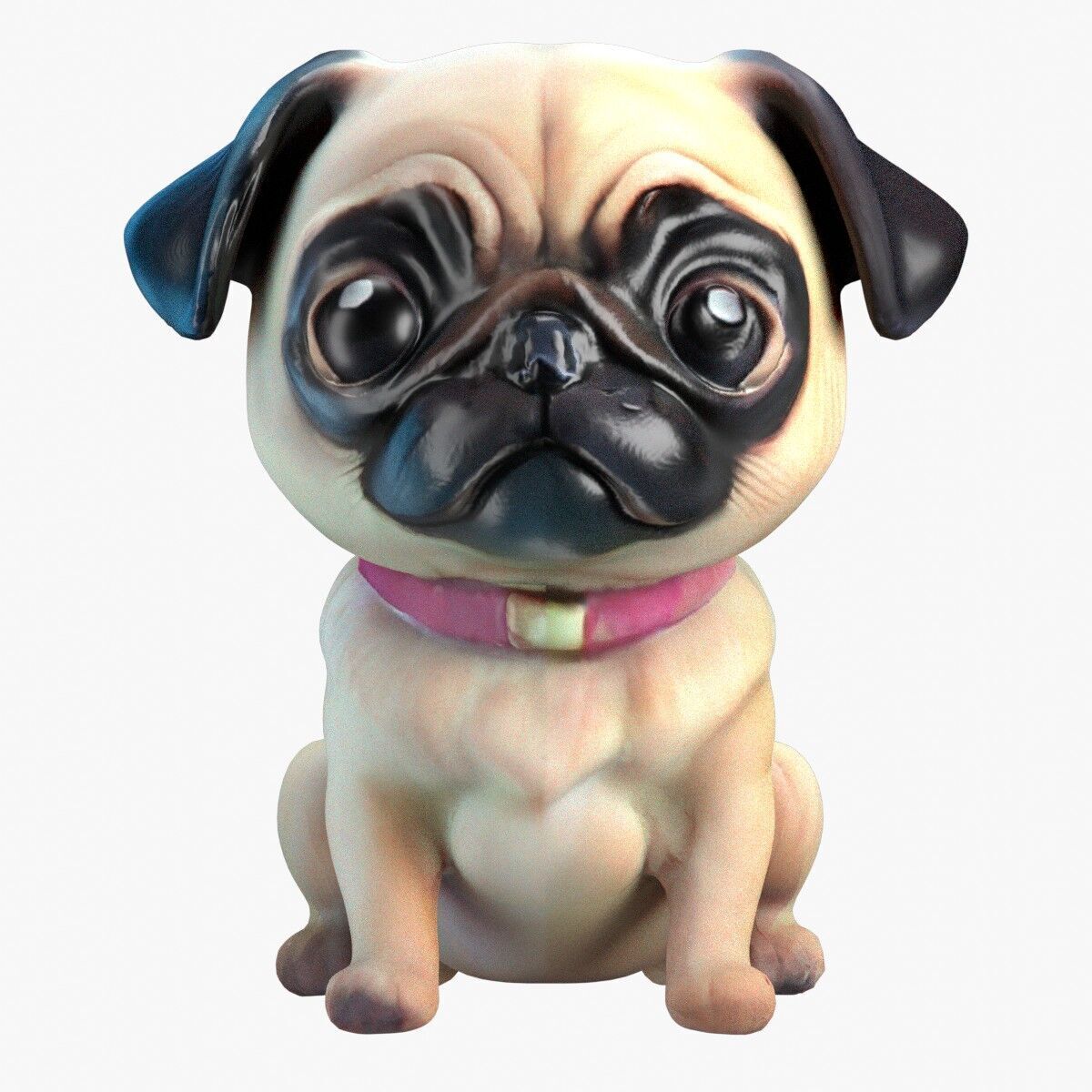Stylized Pug Dog 3D Model Game Ready Free low-poly 3D model 3