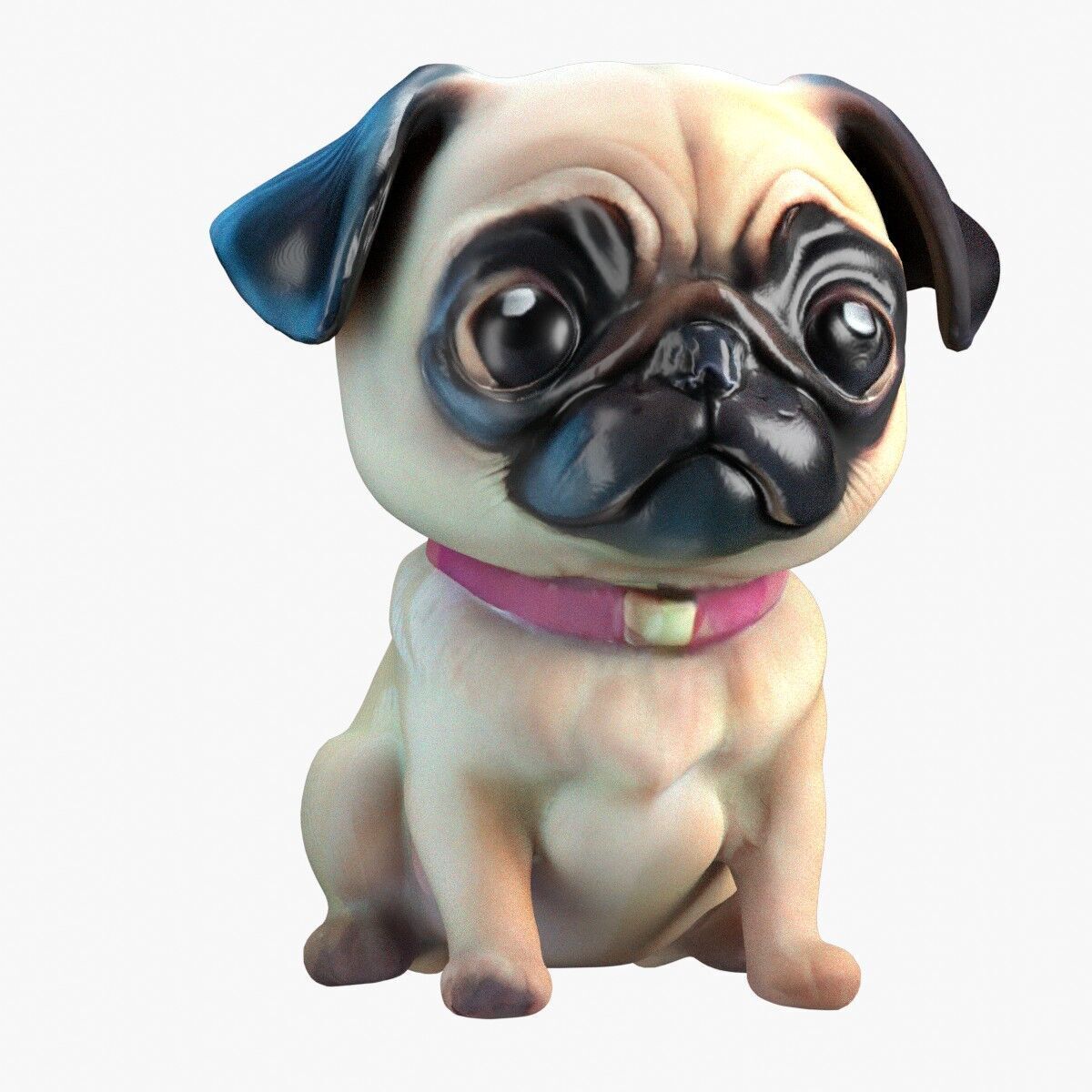 Stylized Pug Dog 3D Model Game Ready Free low-poly 3D model 4