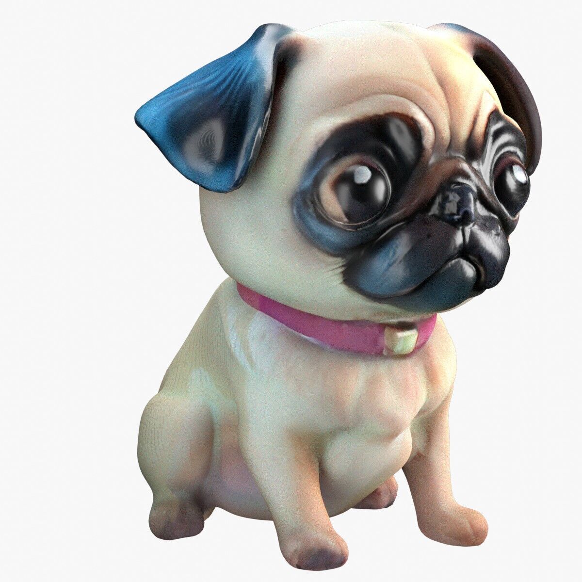 Stylized Pug Dog 3D Model Game Ready Free low-poly 3D model 5