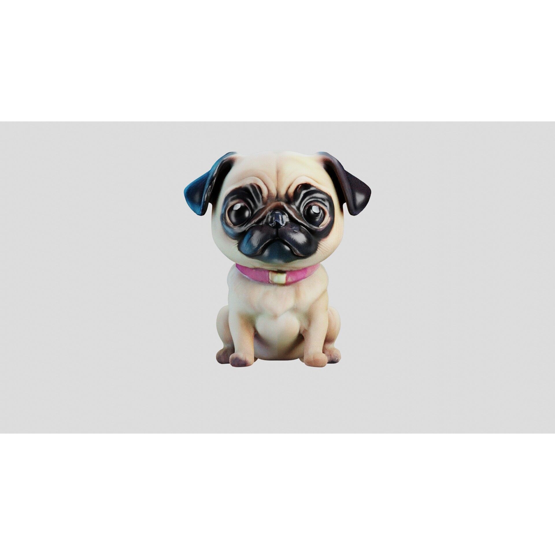 Stylized Pug Dog 3D Model Game Ready Free low-poly 3D model 7