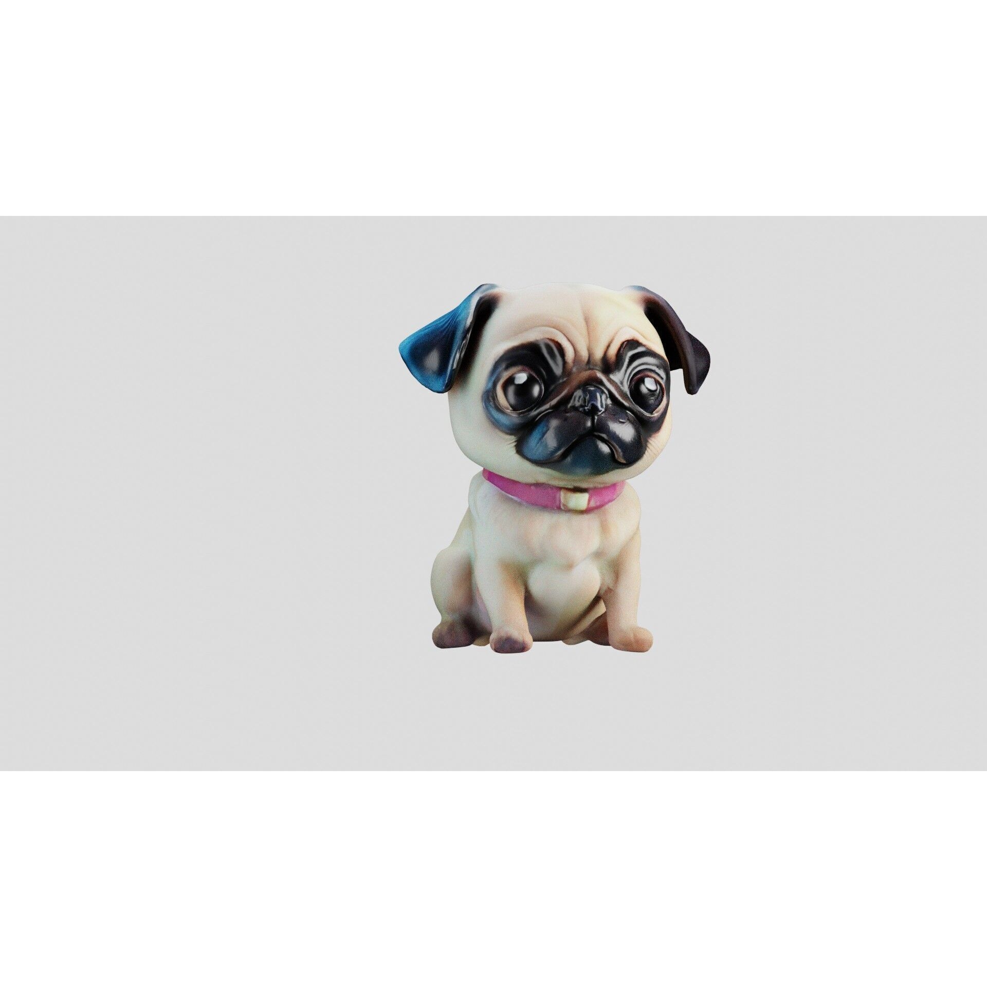 Stylized Pug Dog 3D Model Game Ready Free low-poly 3D model 10