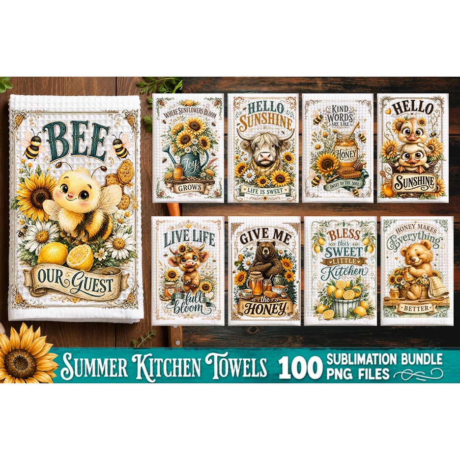 Summer Kitchen Towel Sublimation PNG Bundle 100 Designs 6
