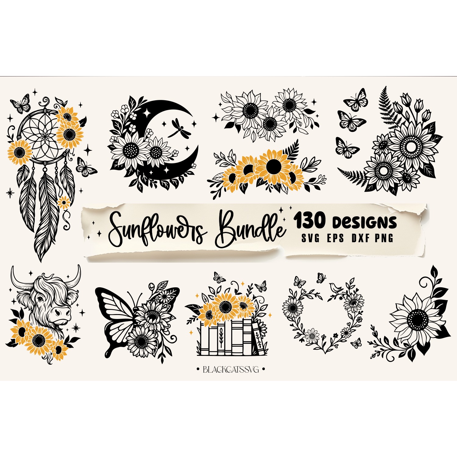 Sunflower Bundle 130 designs SVG, Sunflowers svg