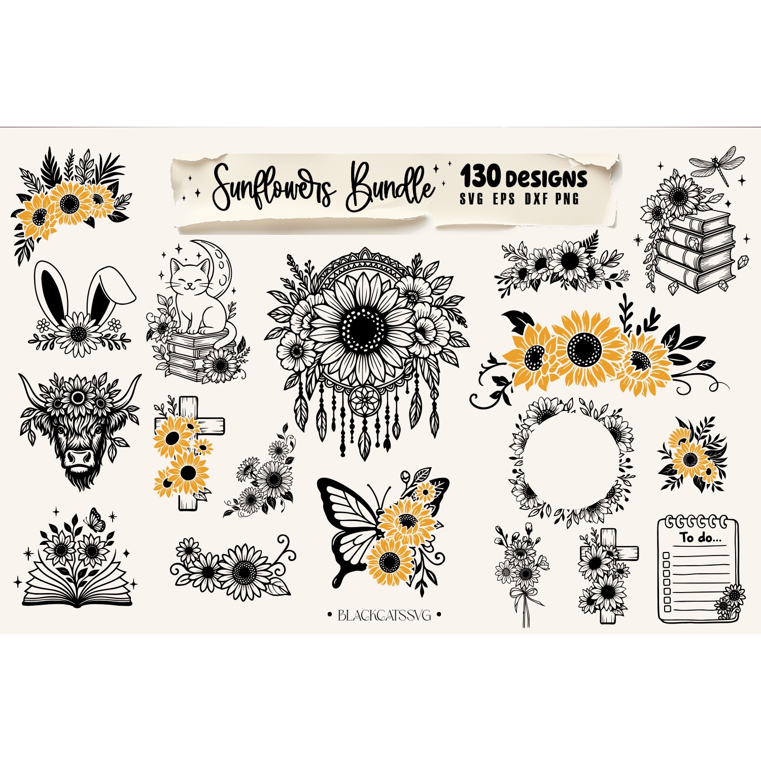 Sunflower Bundle 130 designs SVG, Sunflowers svg 3