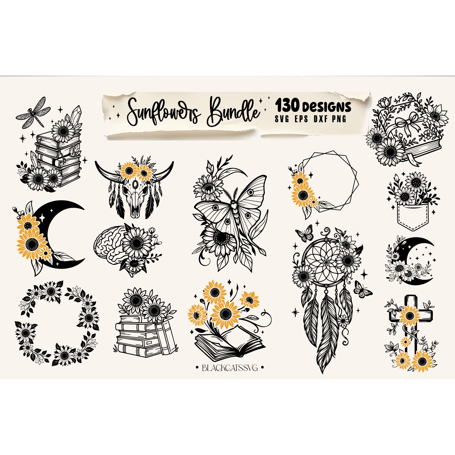 Sunflower Bundle 130 designs SVG, Sunflowers svg 5