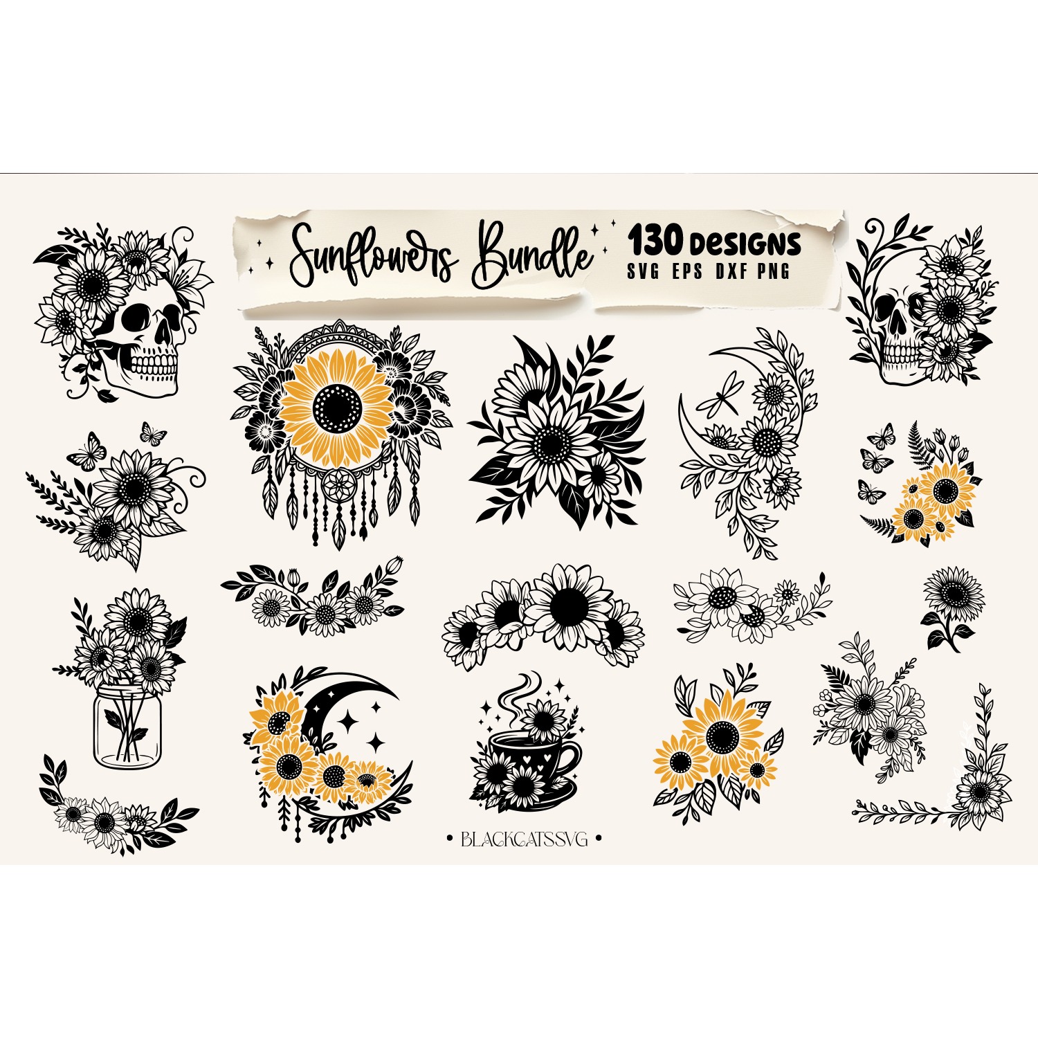 Sunflower Bundle 130 designs SVG, Sunflowers svg 6