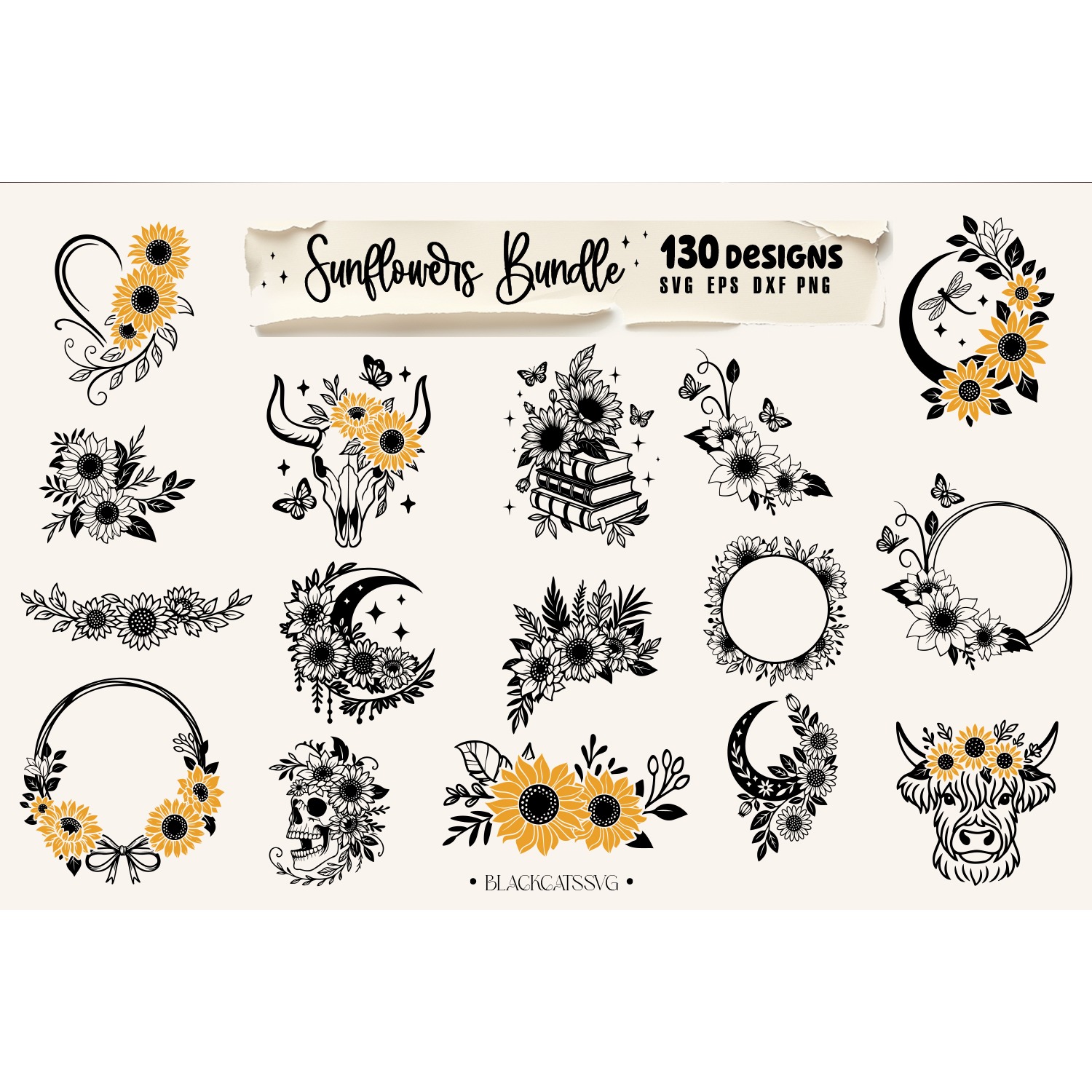 Sunflower Bundle 130 designs SVG, Sunflowers svg 7