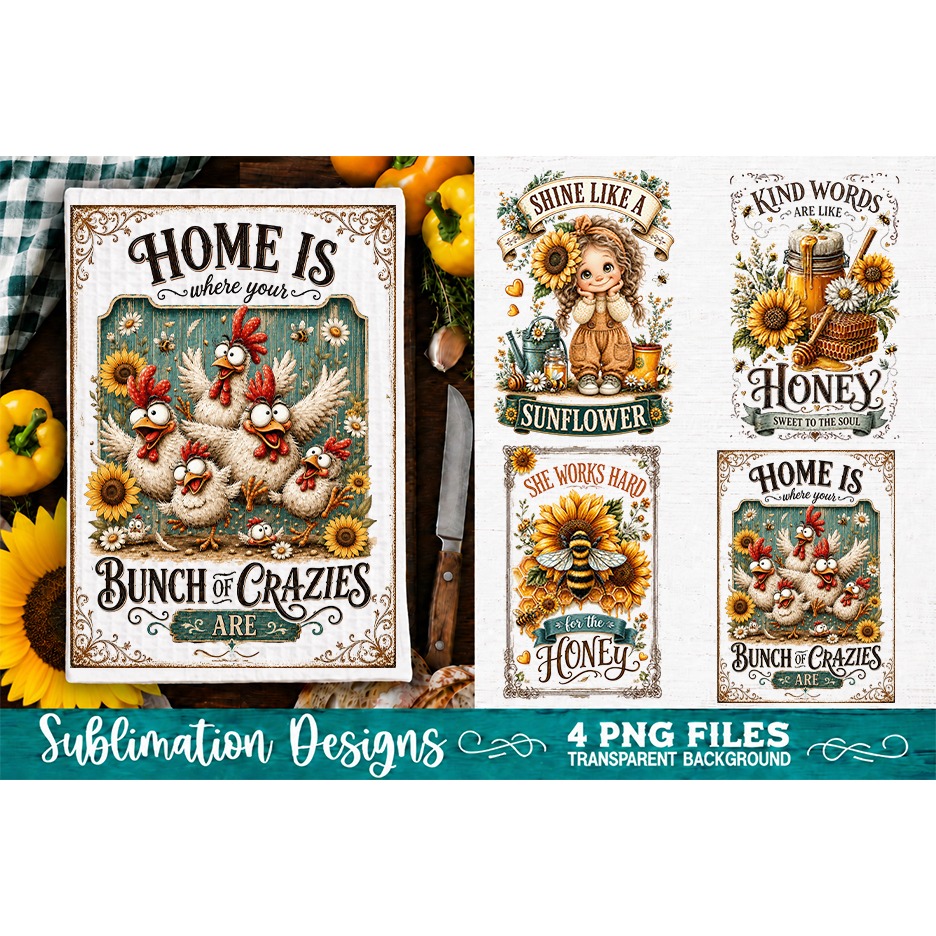 Sunflower Kitchen Towels PNG Sublimation Designs 4 Files (12)