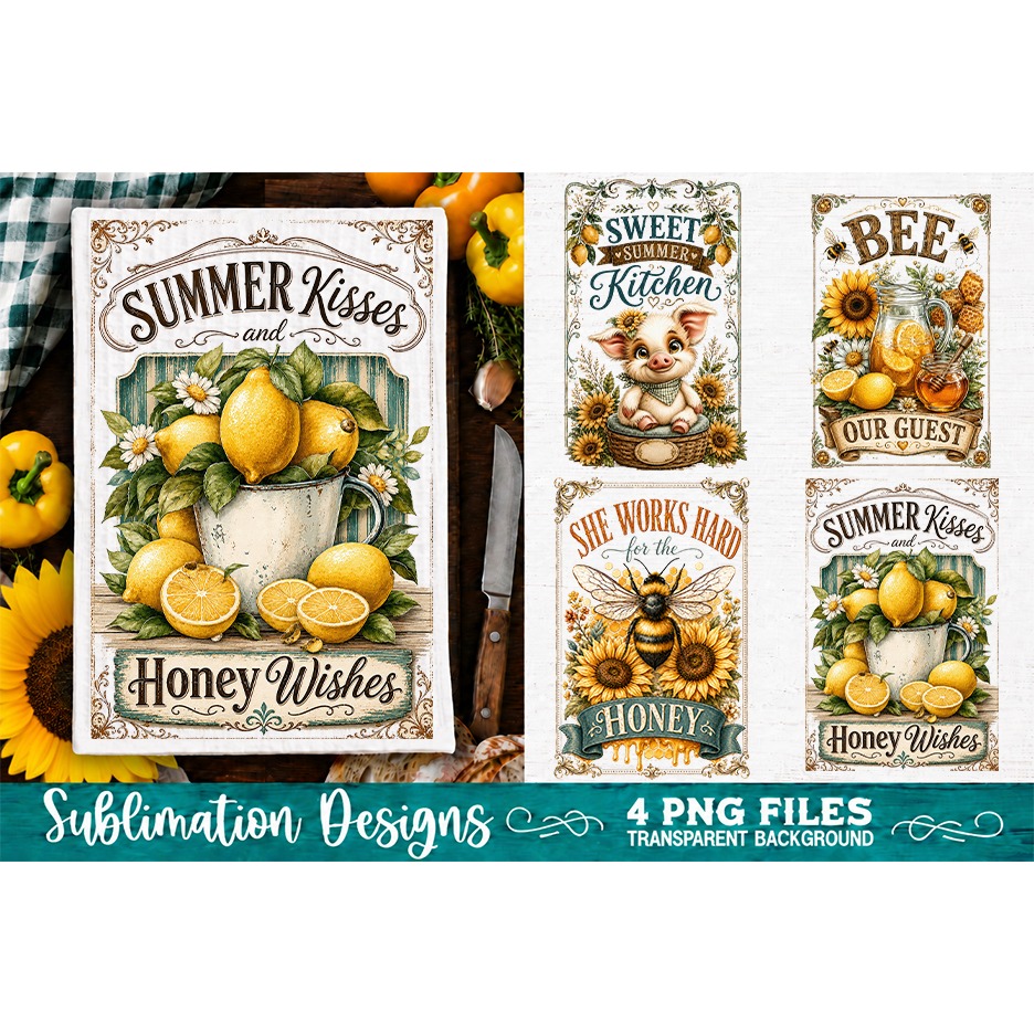Sunflower Kitchen Towels PNG Sublimation Designs 4 Files (14) 2