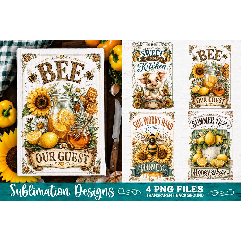 Sunflower Kitchen Towels PNG Sublimation Designs 4 Files (14) 4