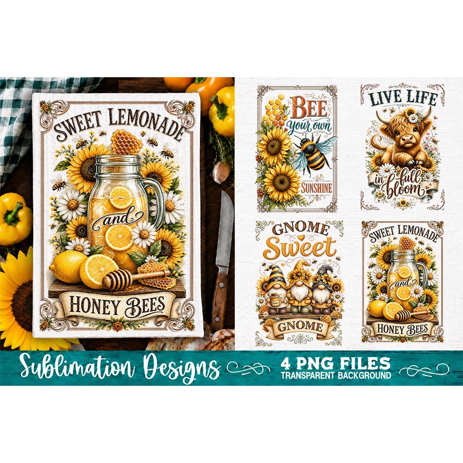 Sunflower Kitchen Towels PNG Sublimation Designs 4 Files (18) 2