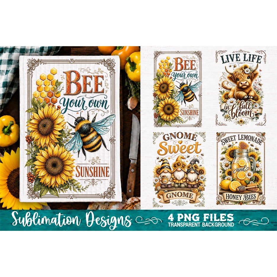 Sunflower Kitchen Towels PNG Sublimation Designs 4 Files (18) 3